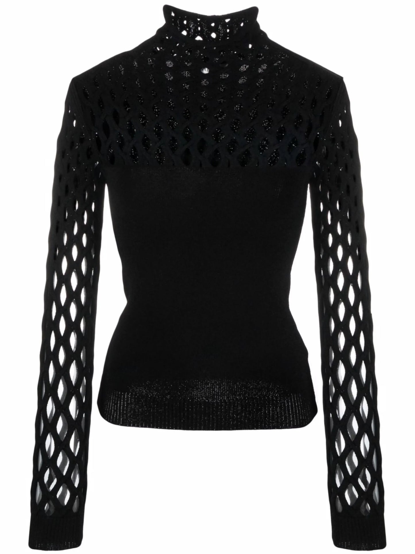 open-knit roll-neck top