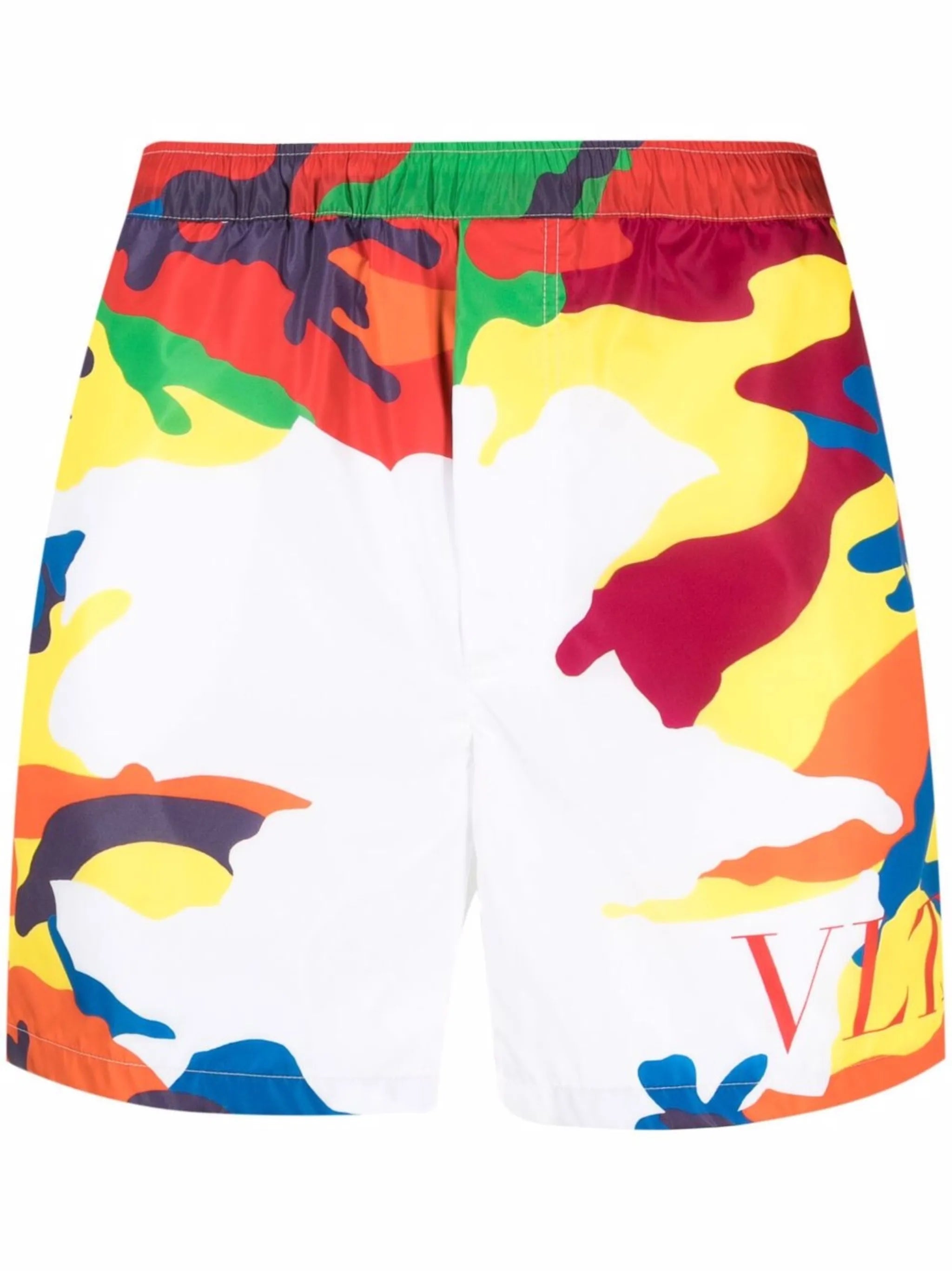 logo-print camouflage swim shorts