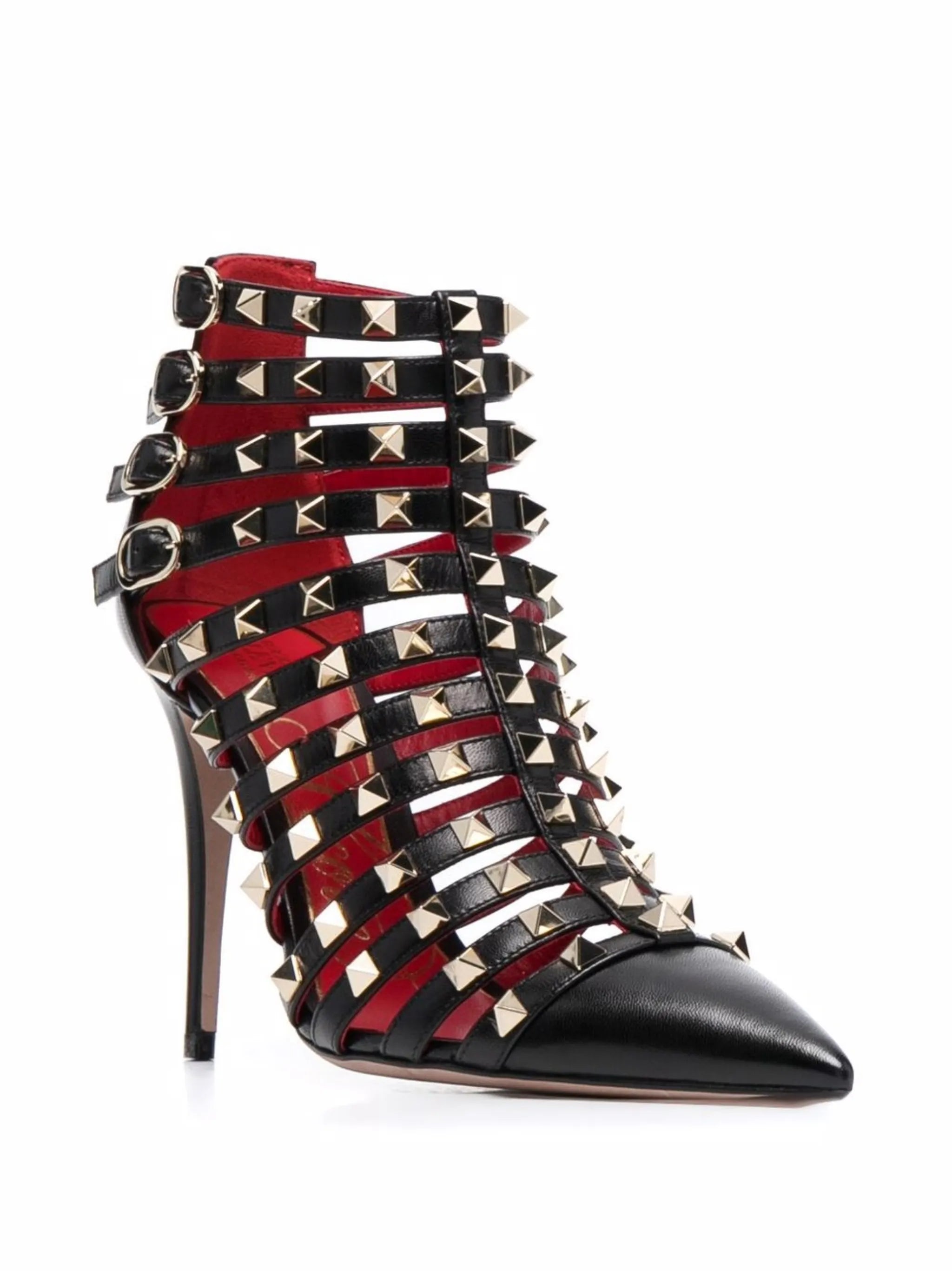 Rockstud cage-strap ankle pumps
