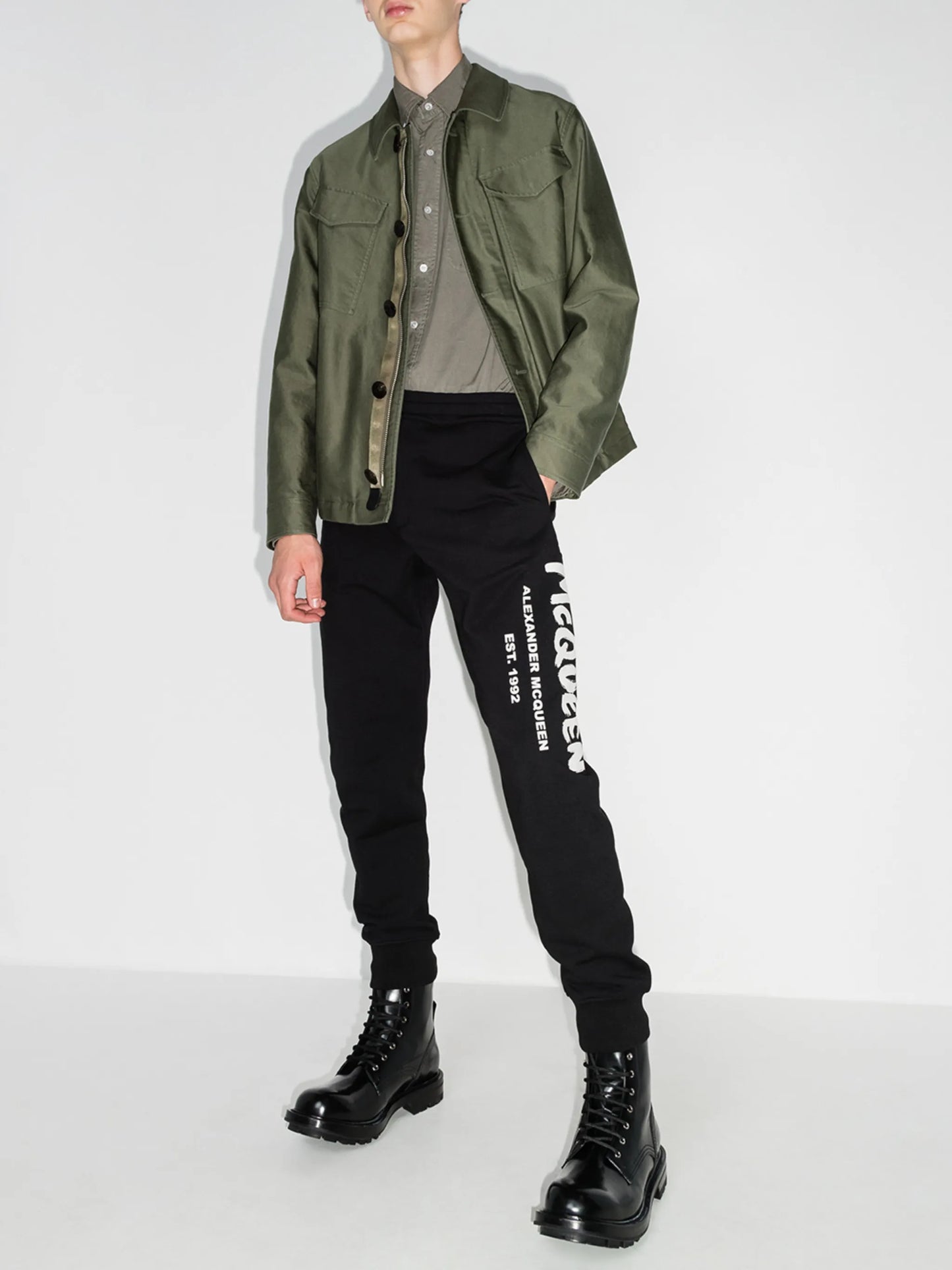 logo graffiti print track pants