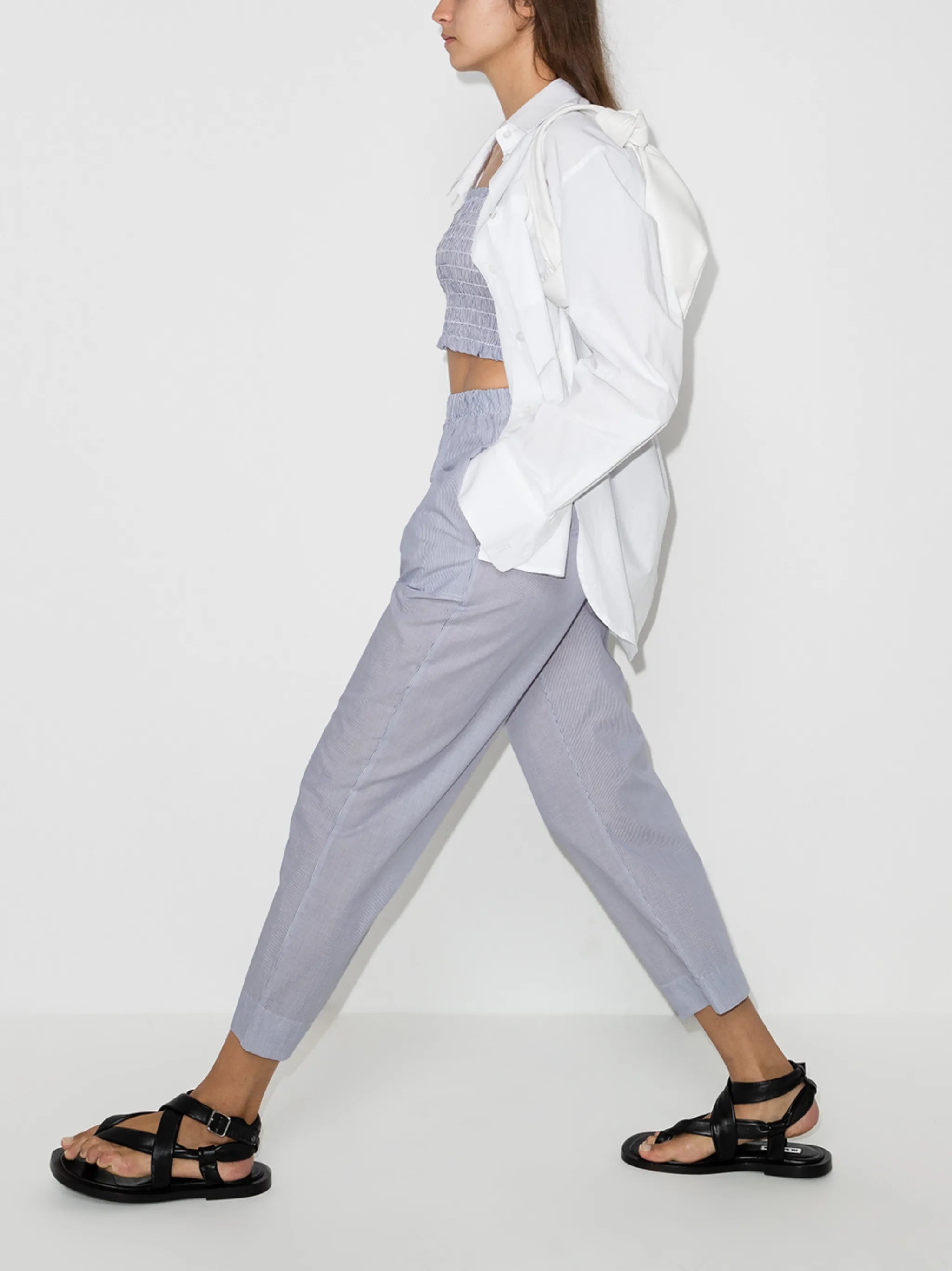Eve stripe-pattern cropped trousers