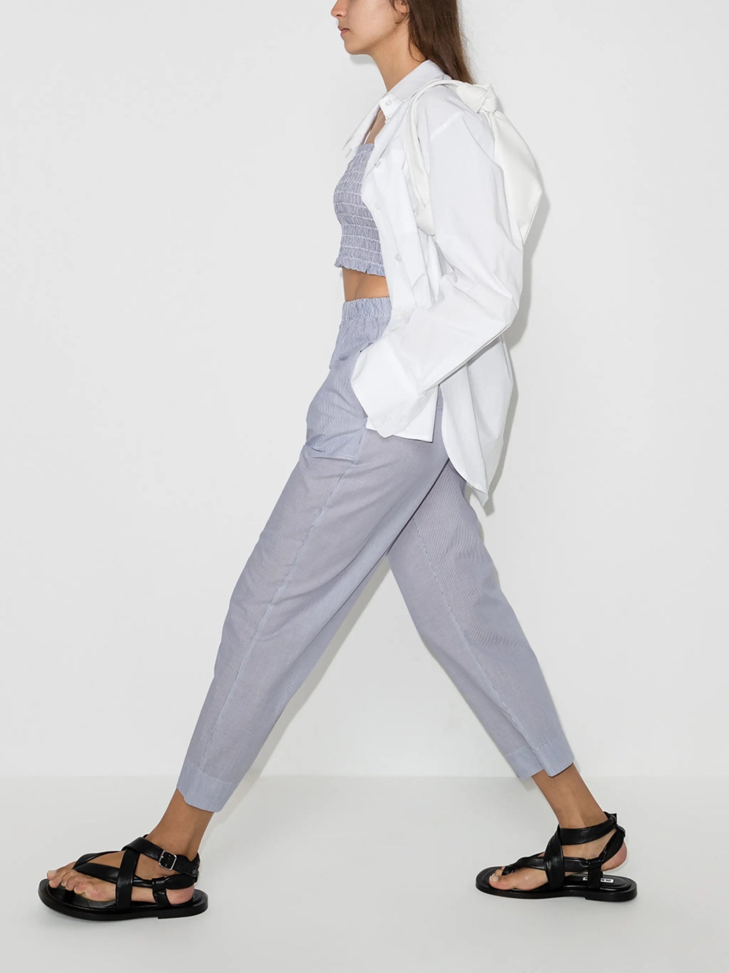 Eve stripe-pattern cropped trousers