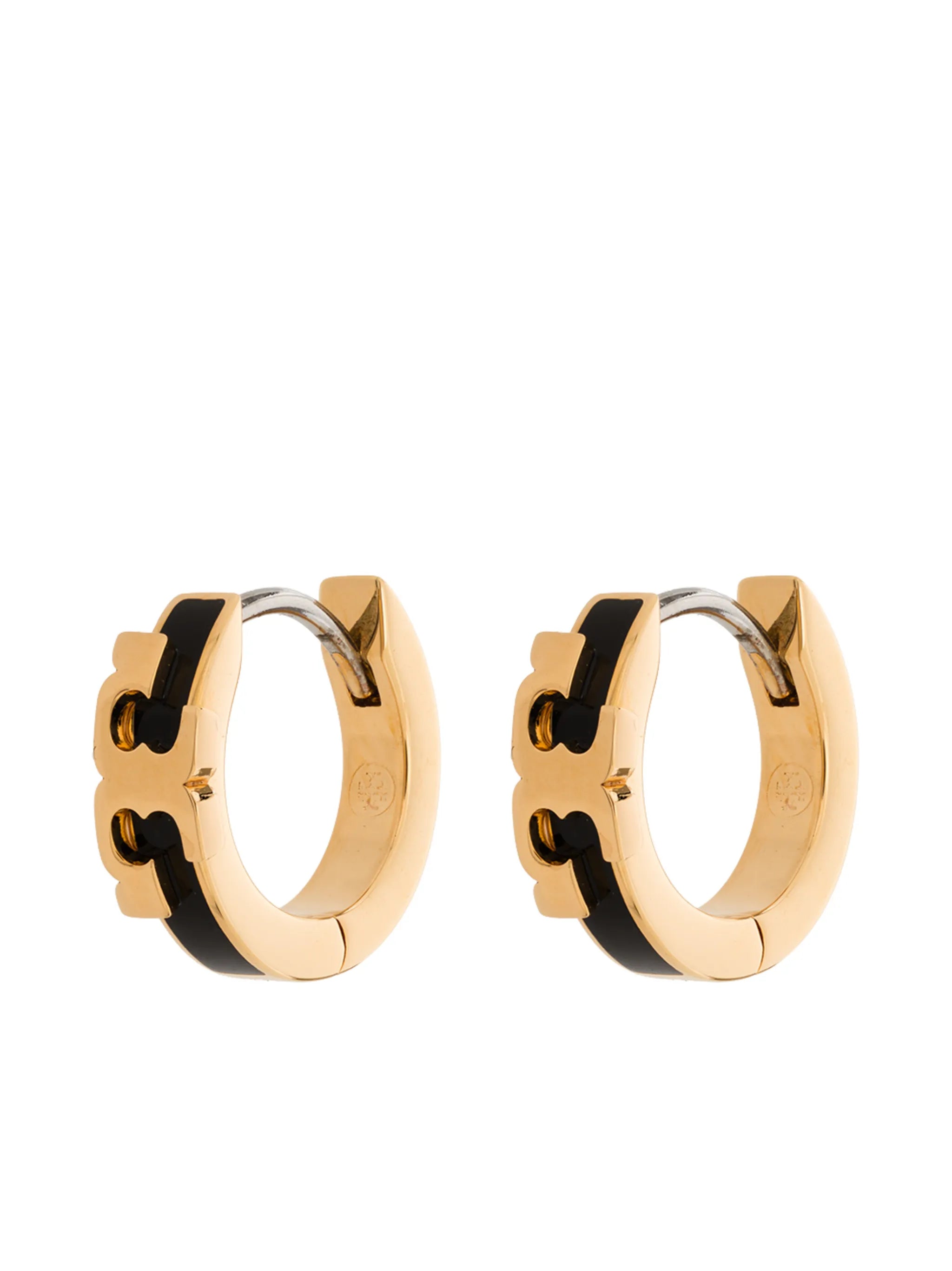 Serif-T enamel huggie earrings
