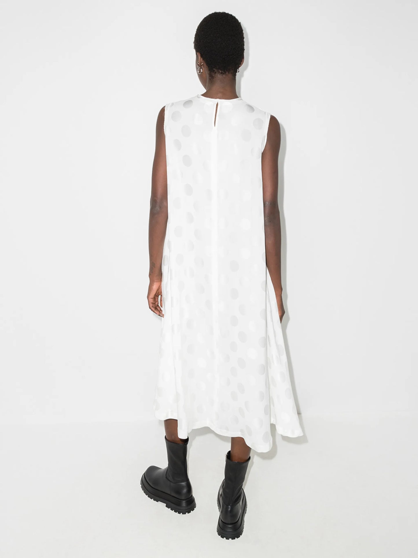 sleeveless flared midi dress