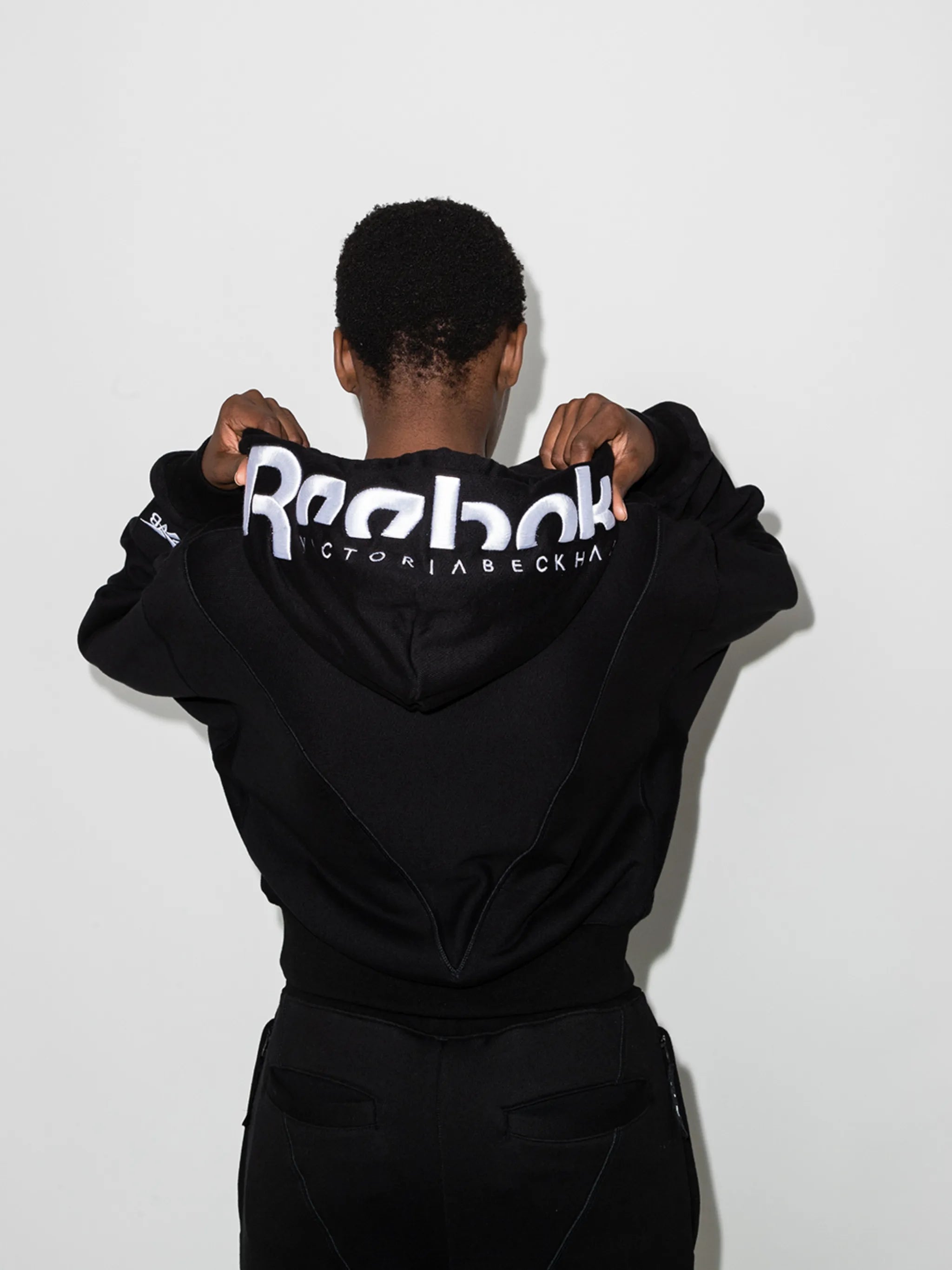 cropped logo print hoodie