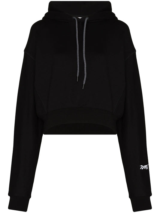 cropped logo print hoodie