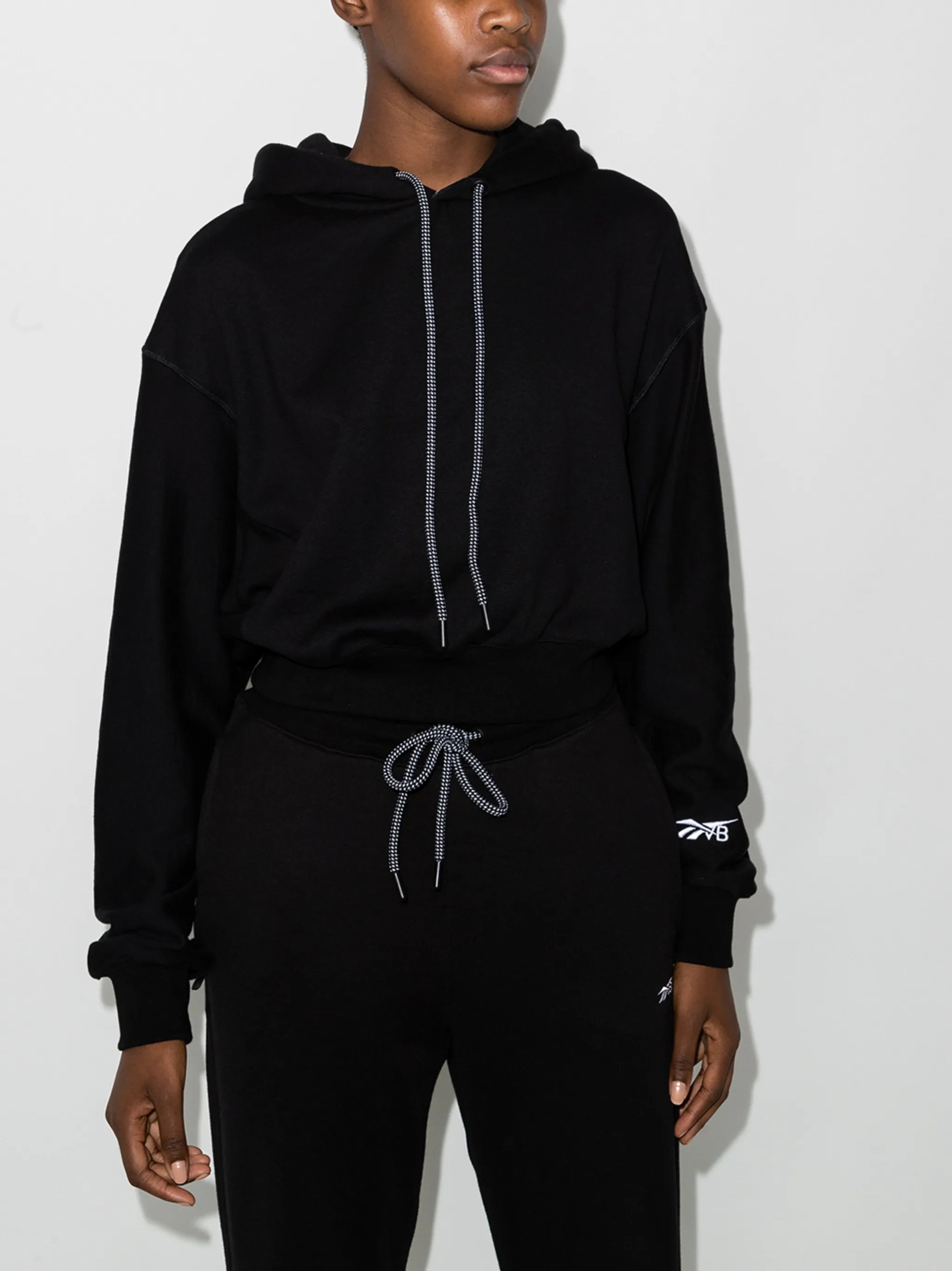 cropped logo print hoodie