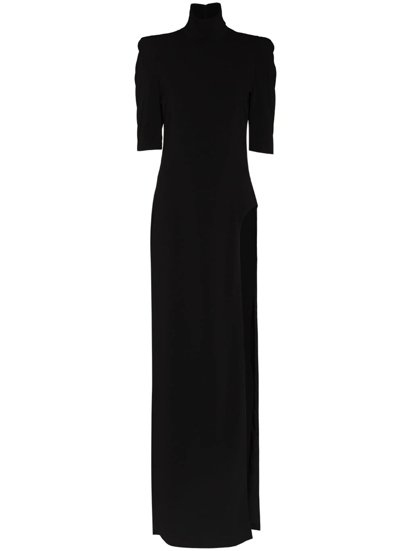 high-neck side-slit dress
