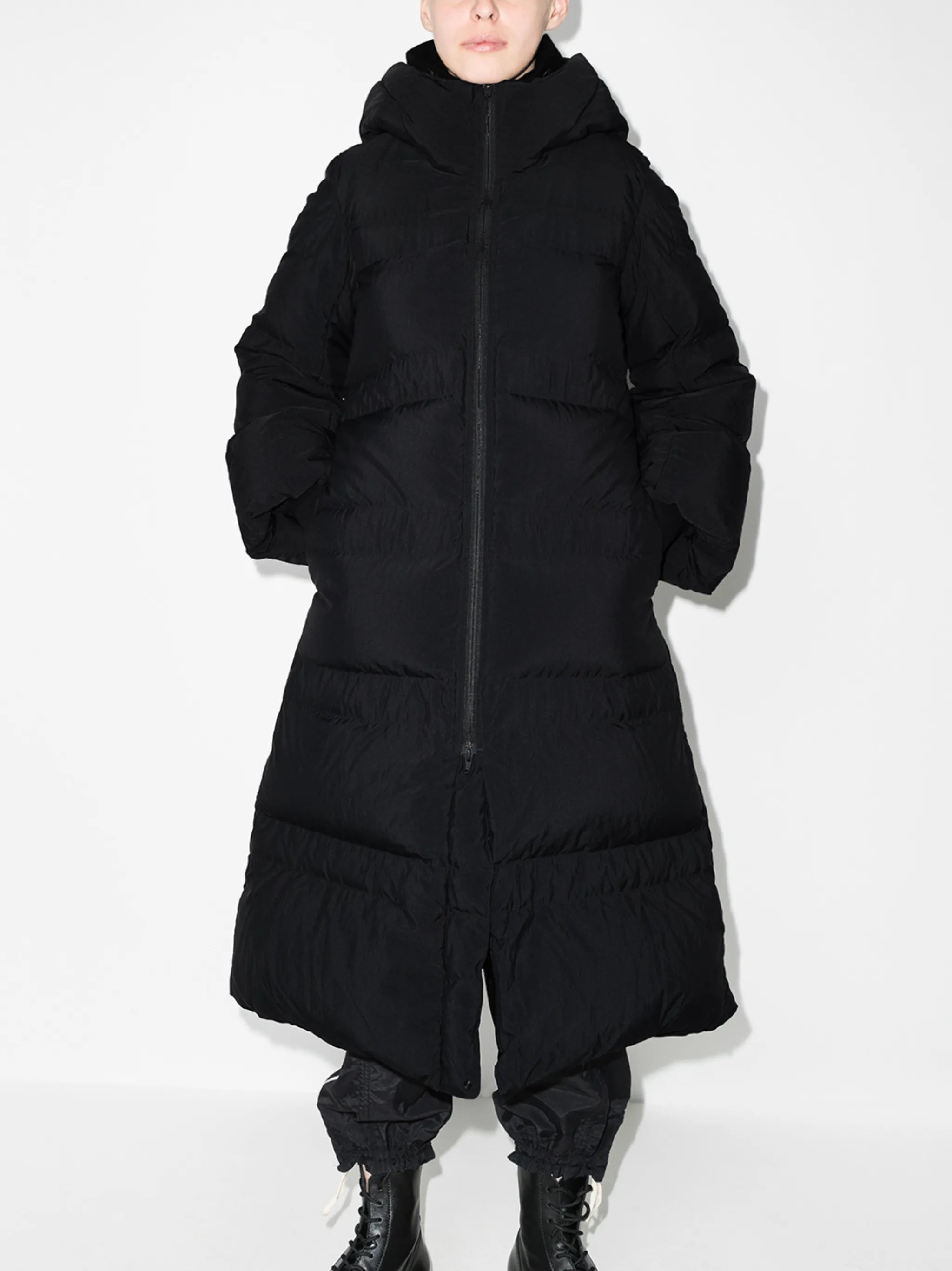 high-neck puffer coat