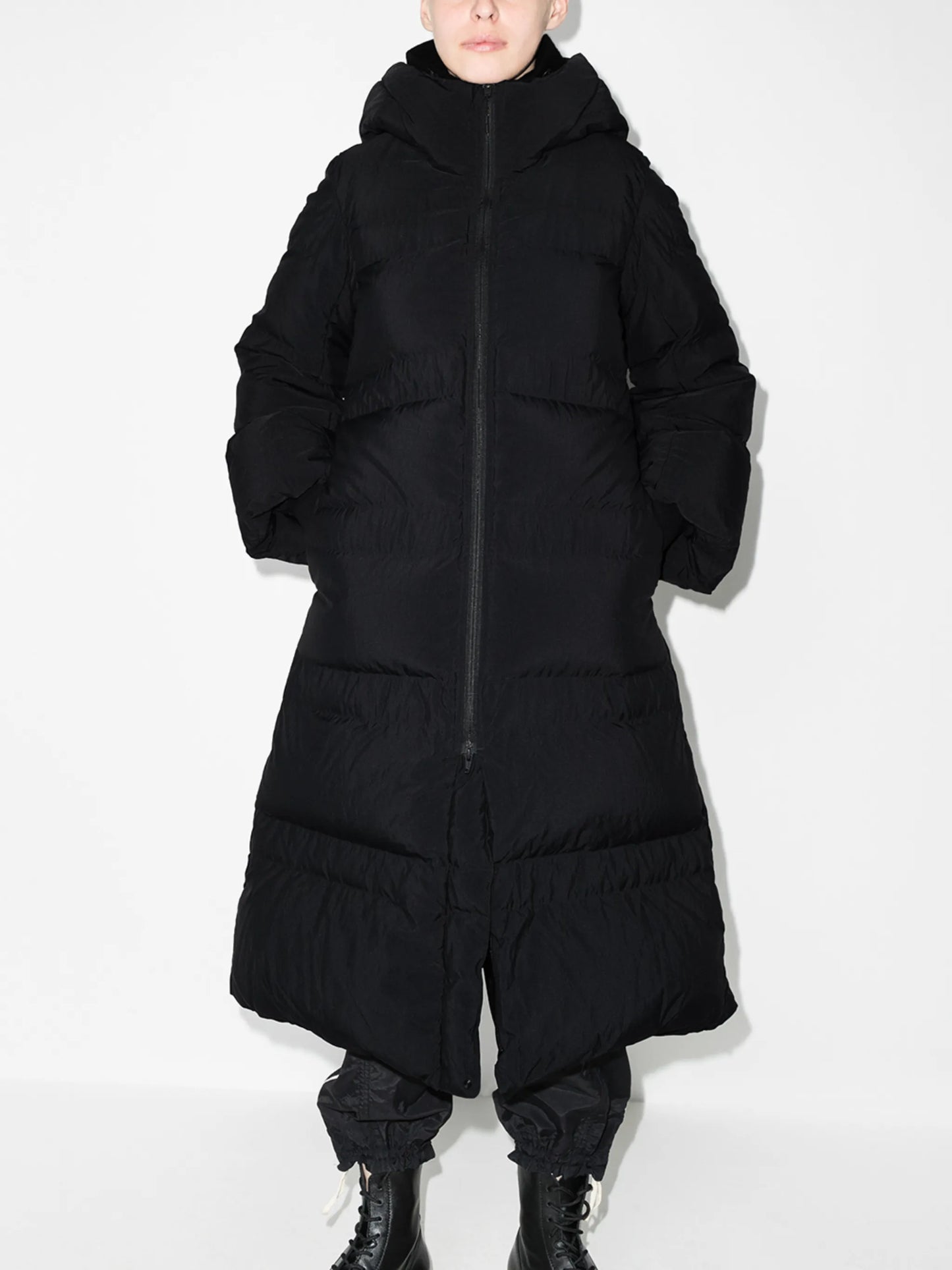 high-neck puffer coat