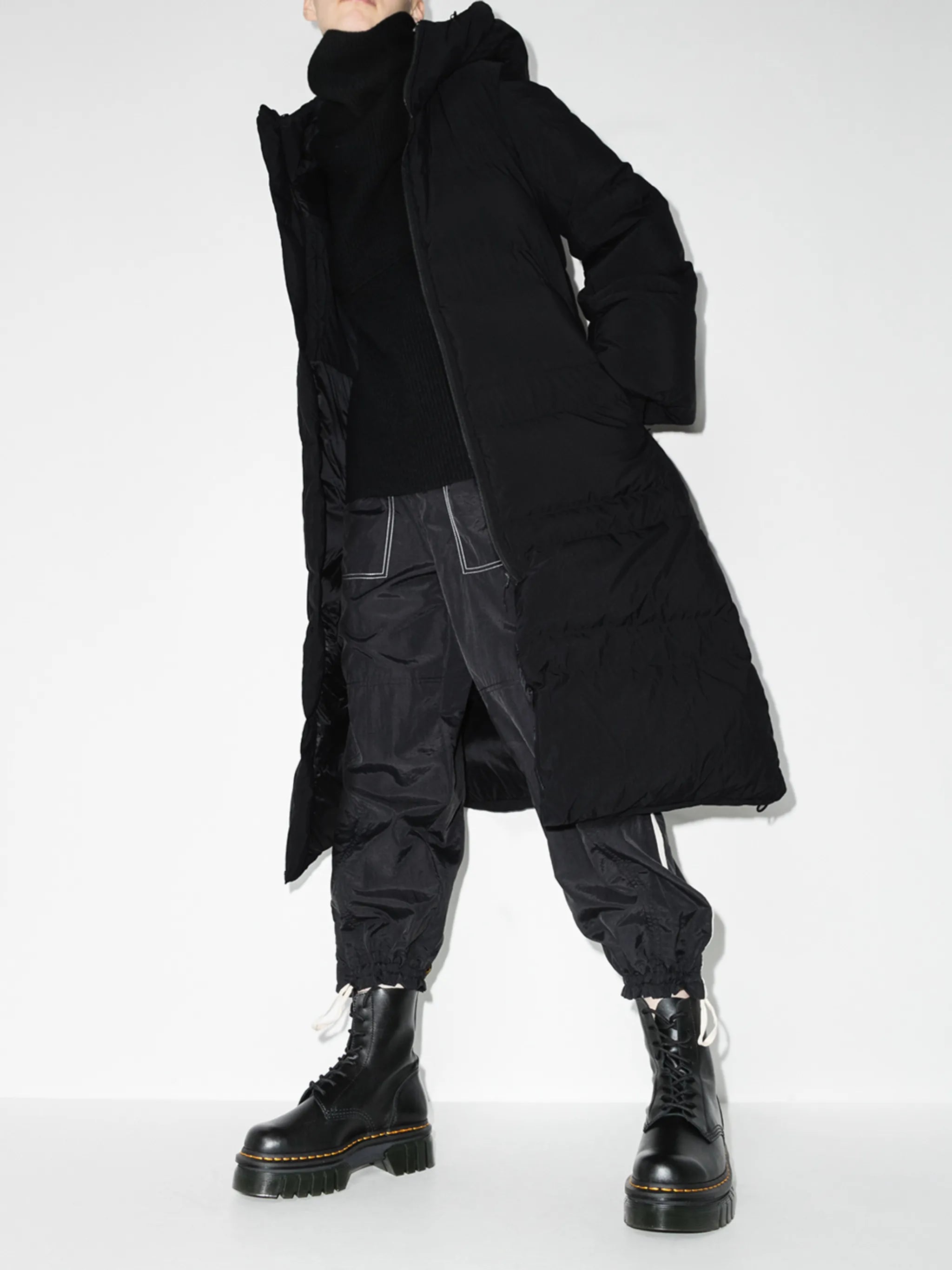 high-neck puffer coat