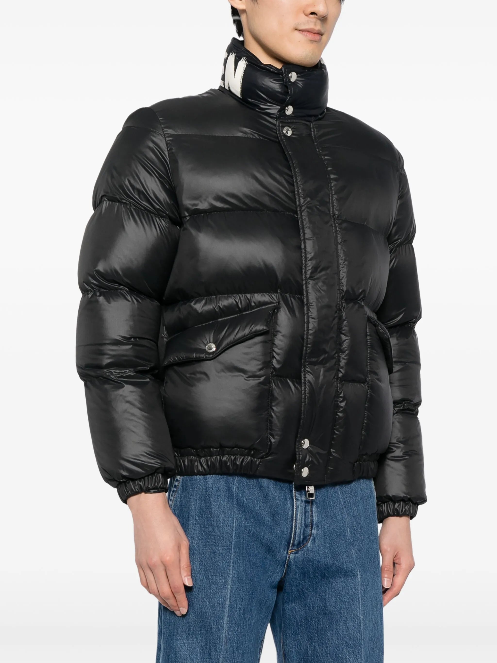 graffiti logo-print padded jacket