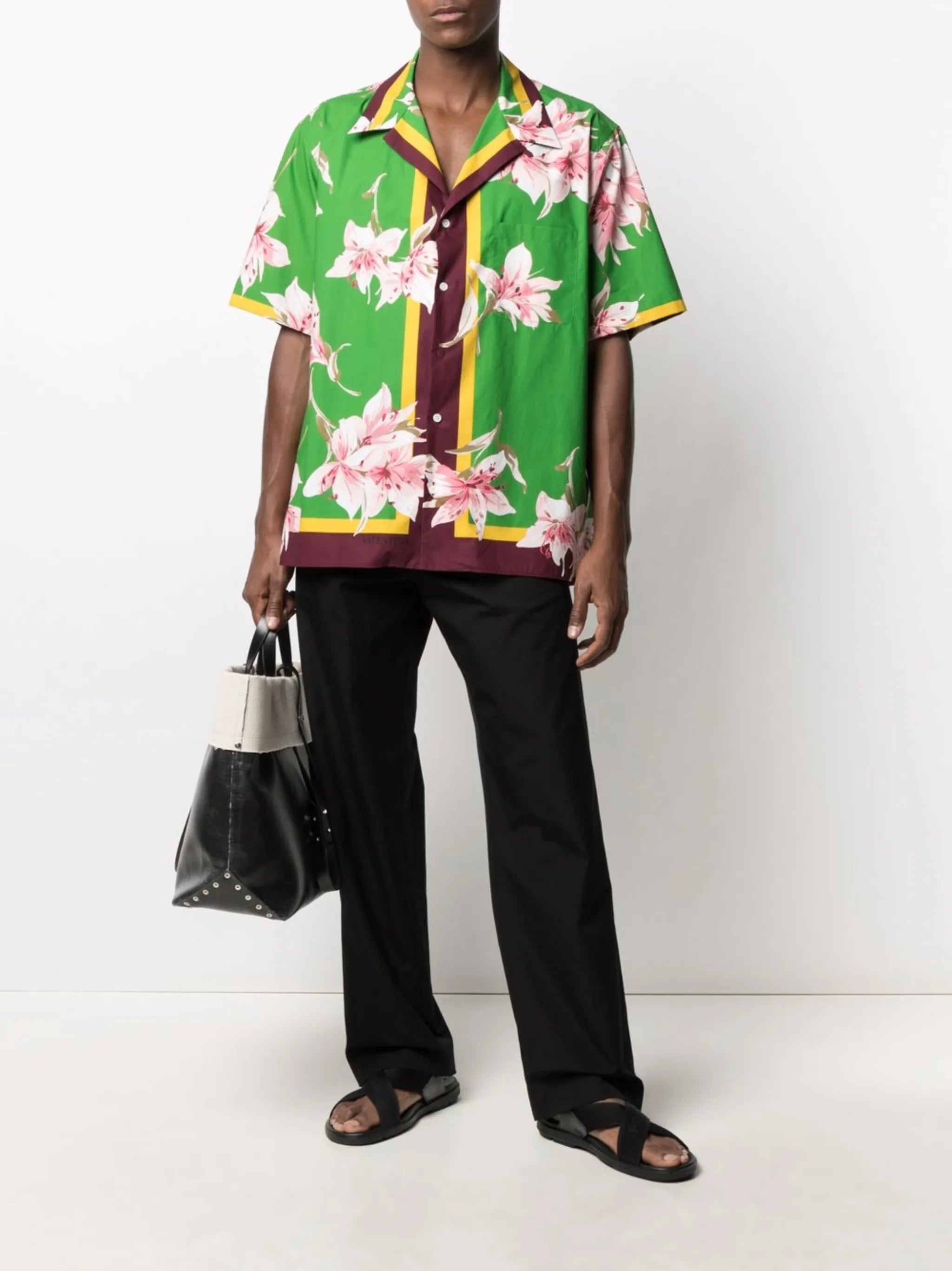 lily print short-sleeve bowling shirt