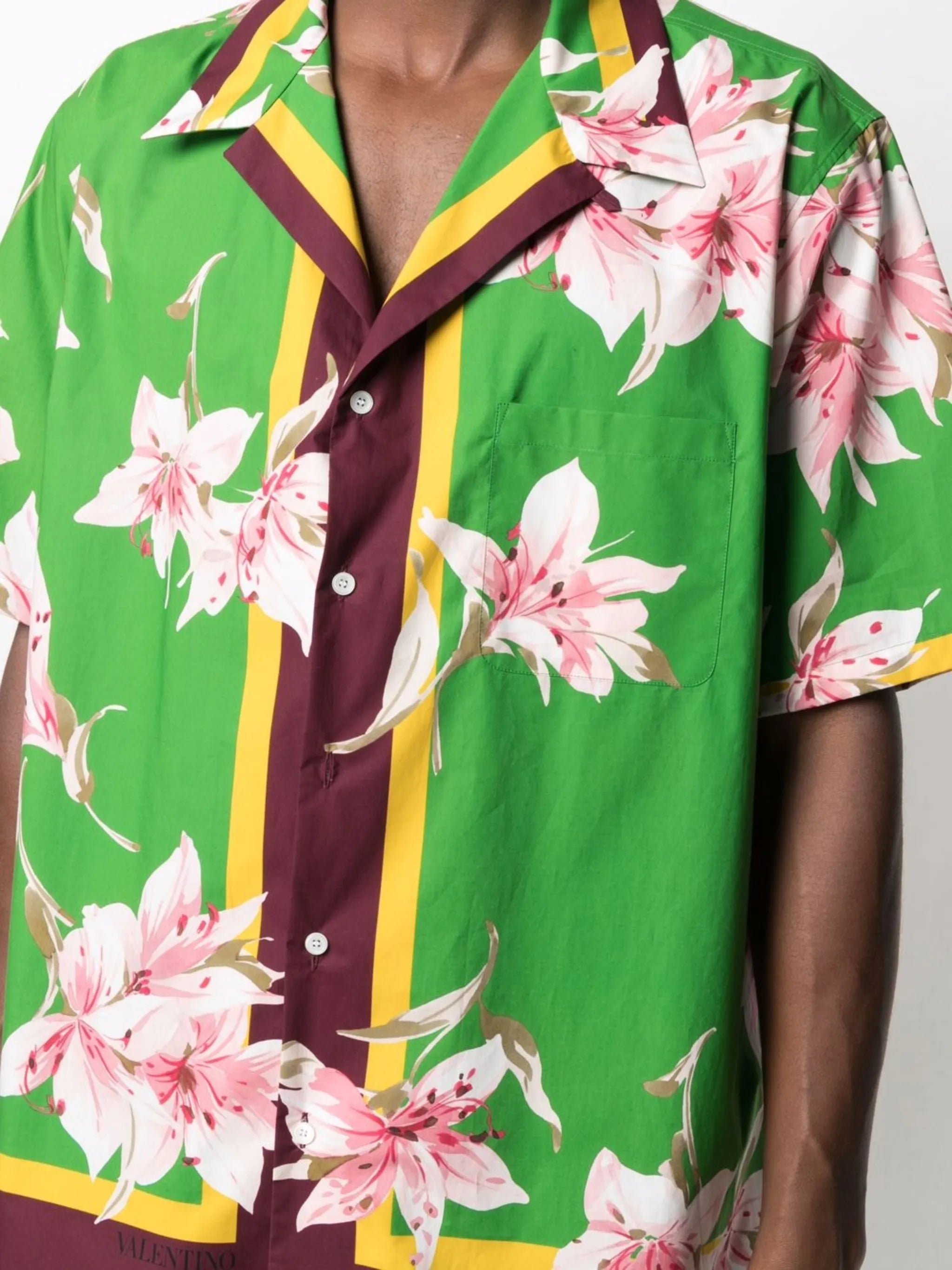lily print short-sleeve bowling shirt