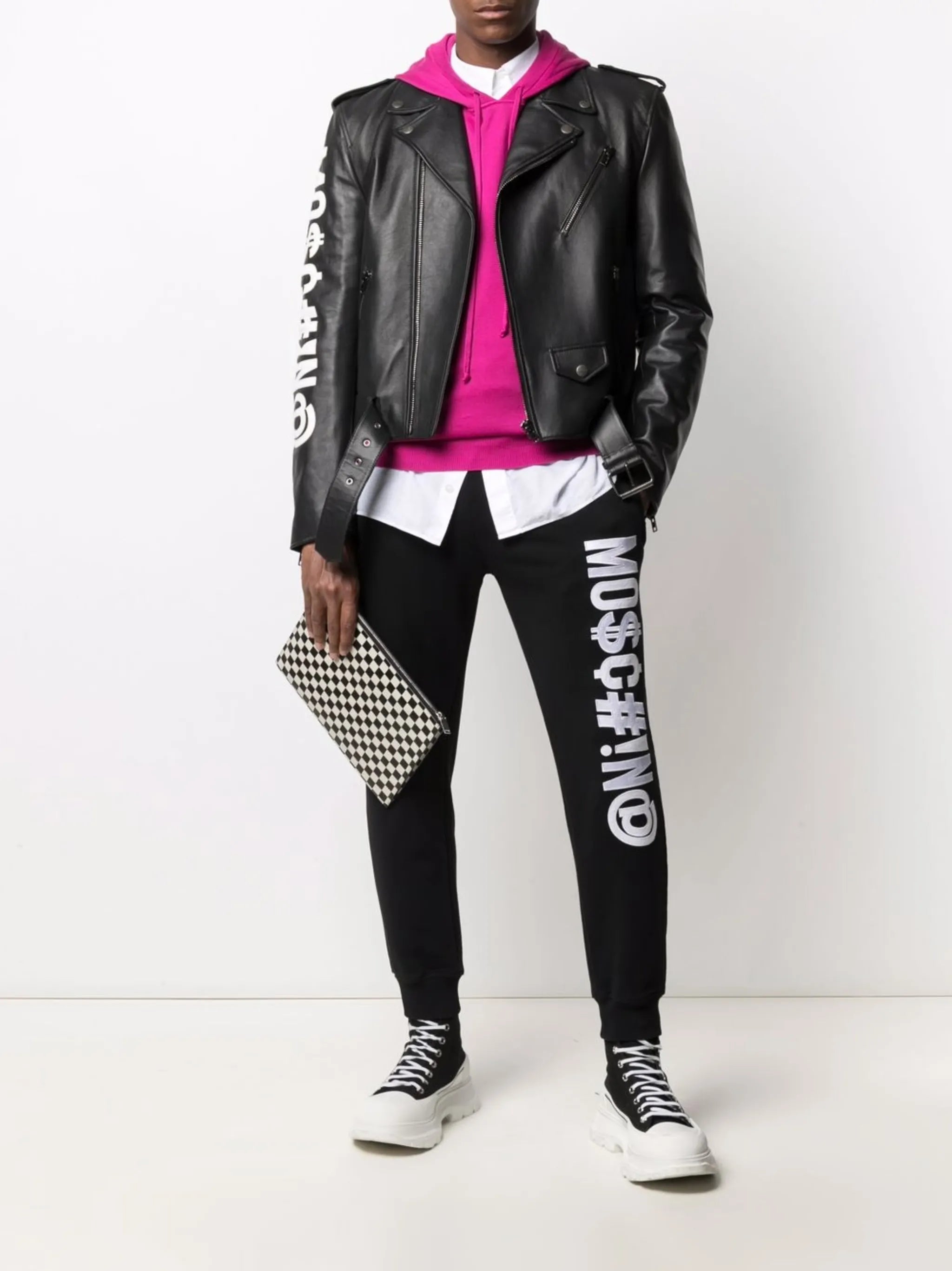 Symbols logo-embroidered fleece track pants