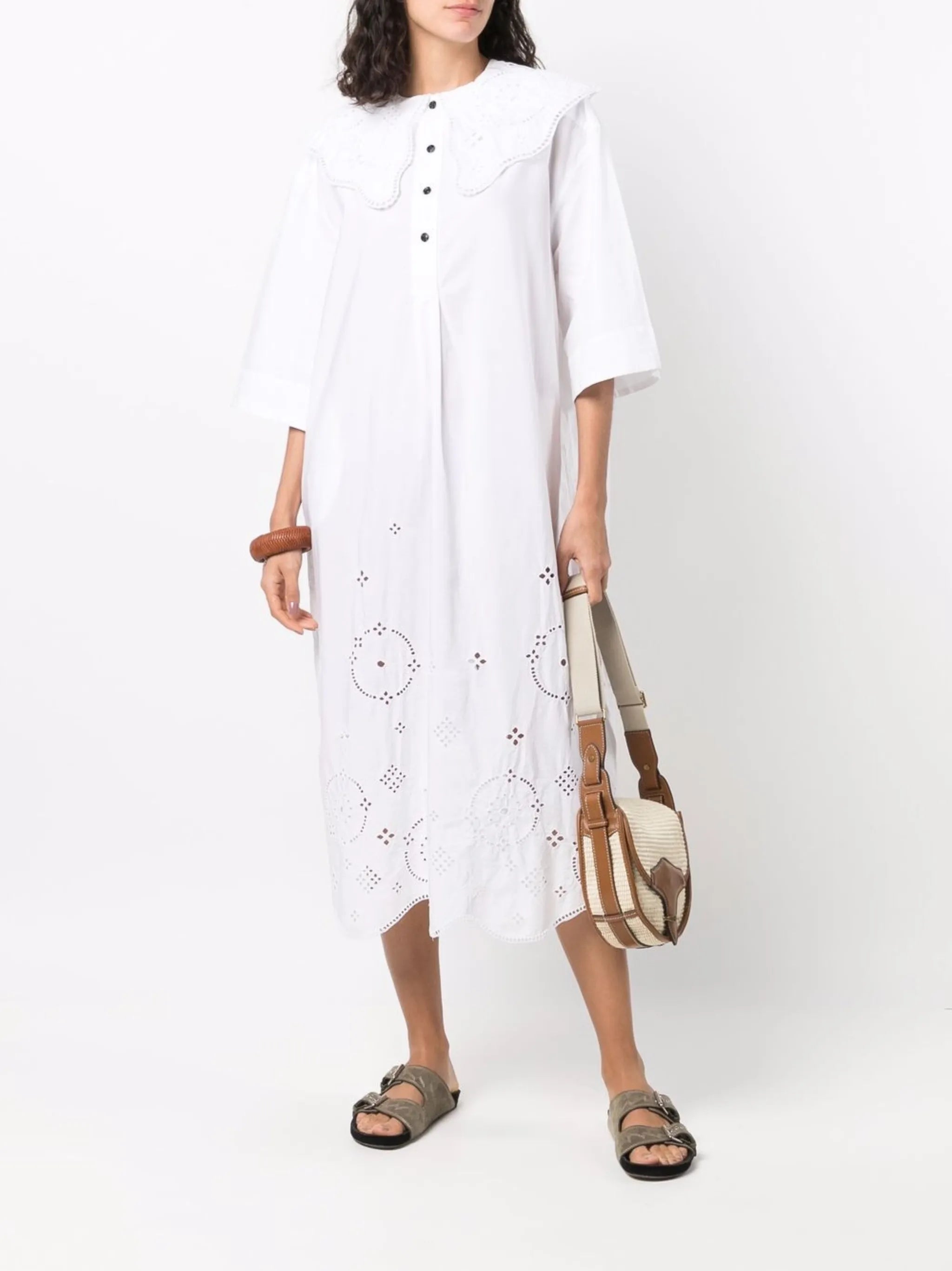 broderie anglaise midi dress