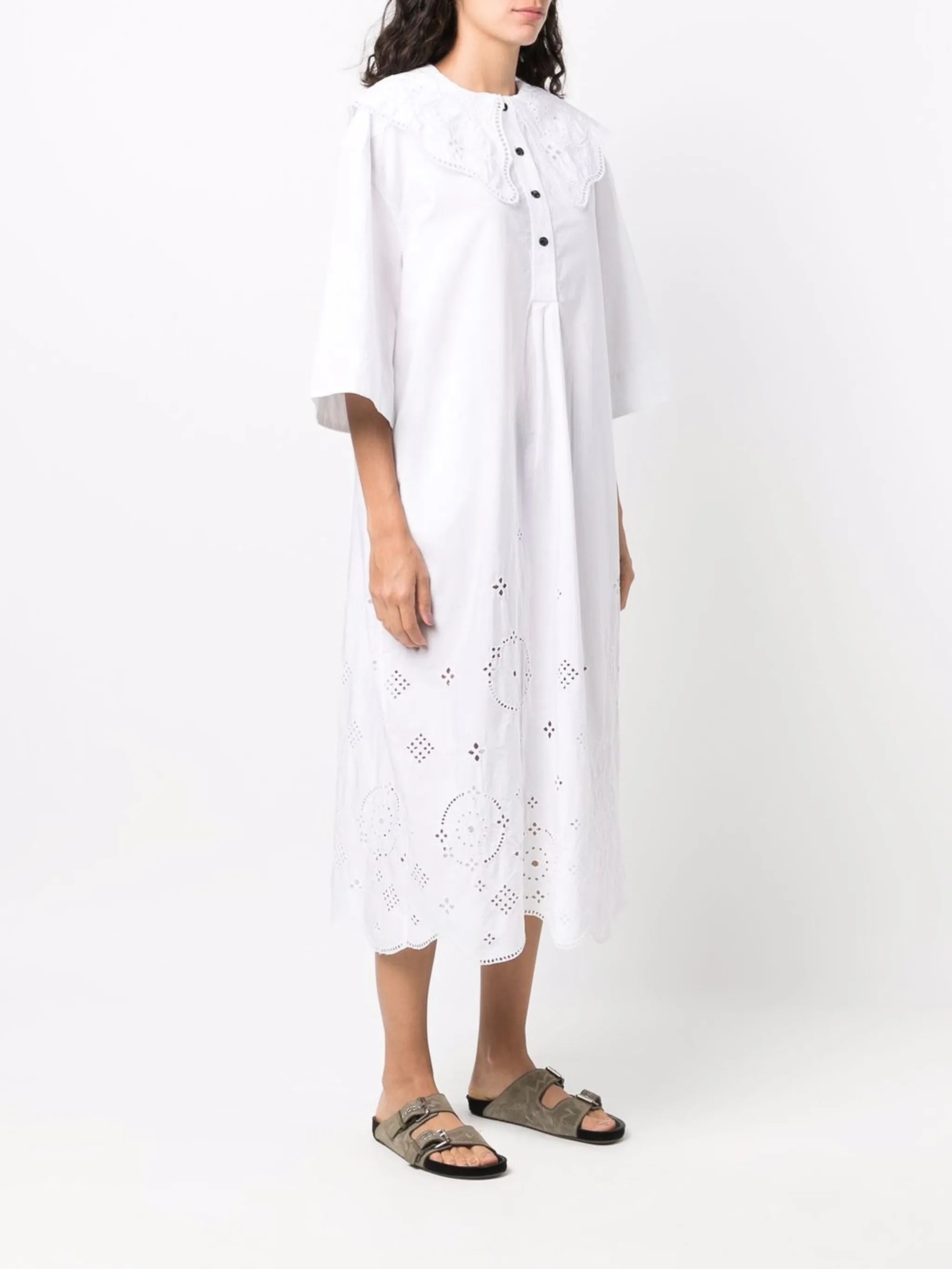 broderie anglaise midi dress