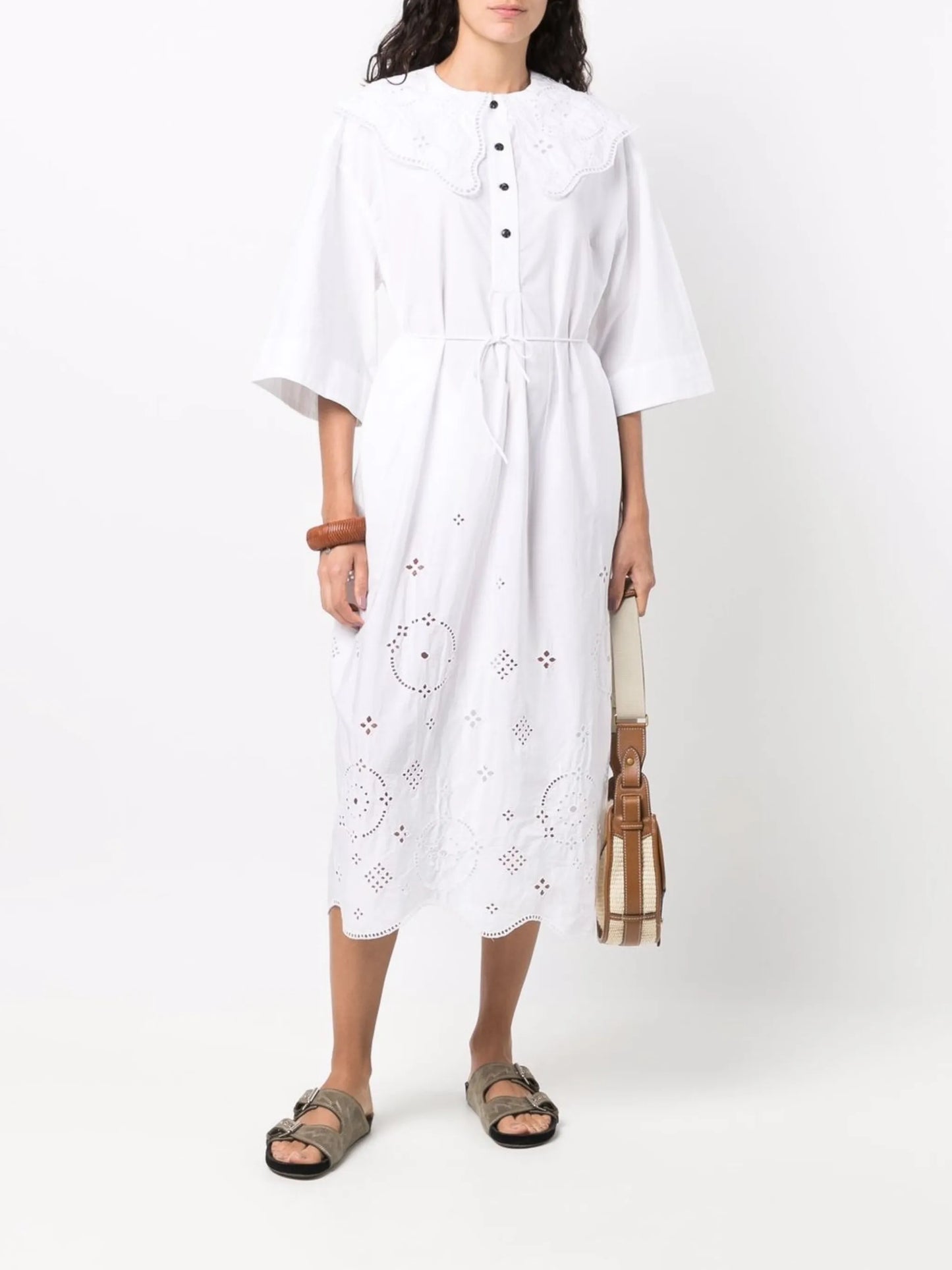 broderie anglaise midi dress