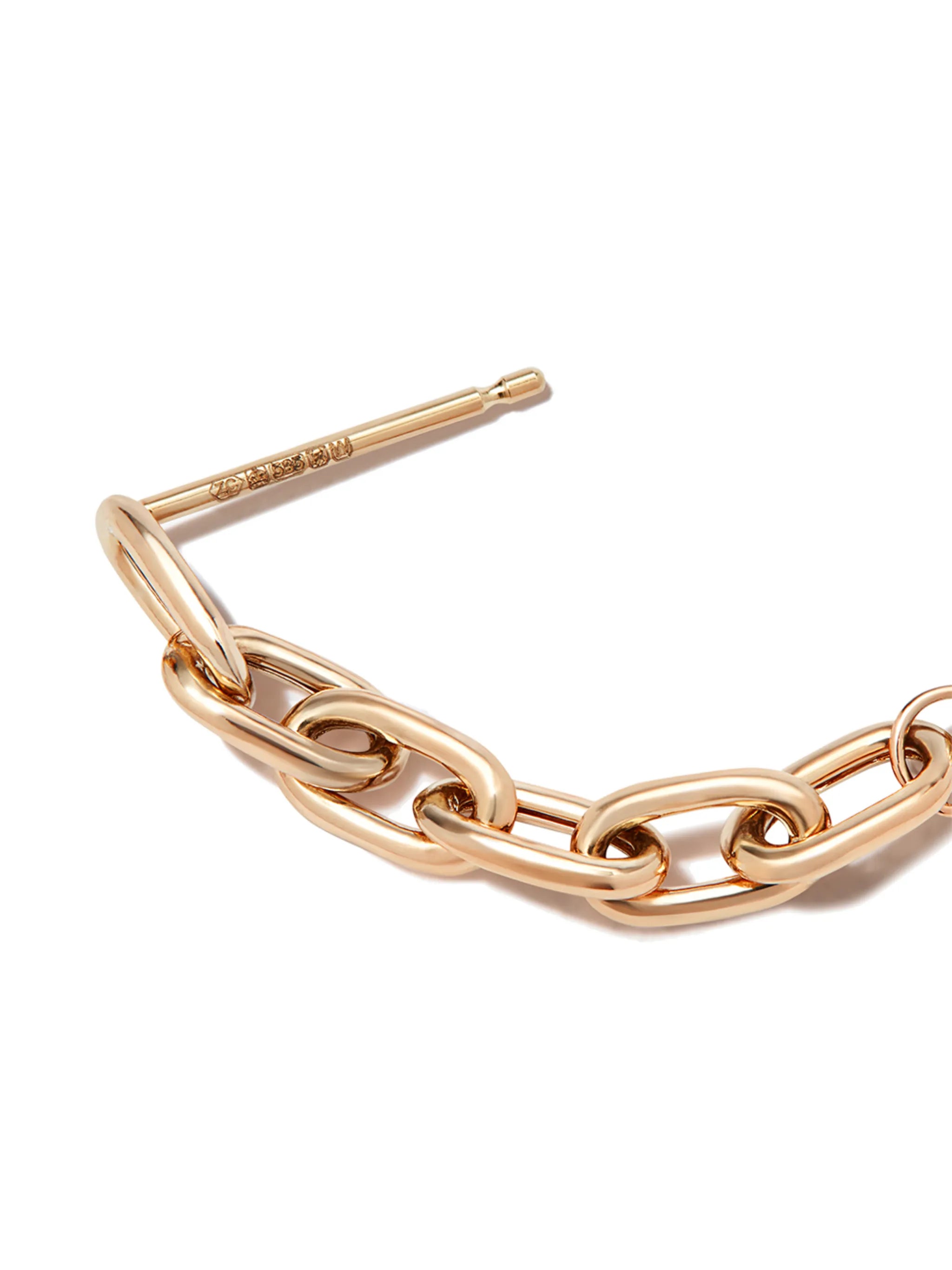 14kt yellow gold chain-link huggie earring