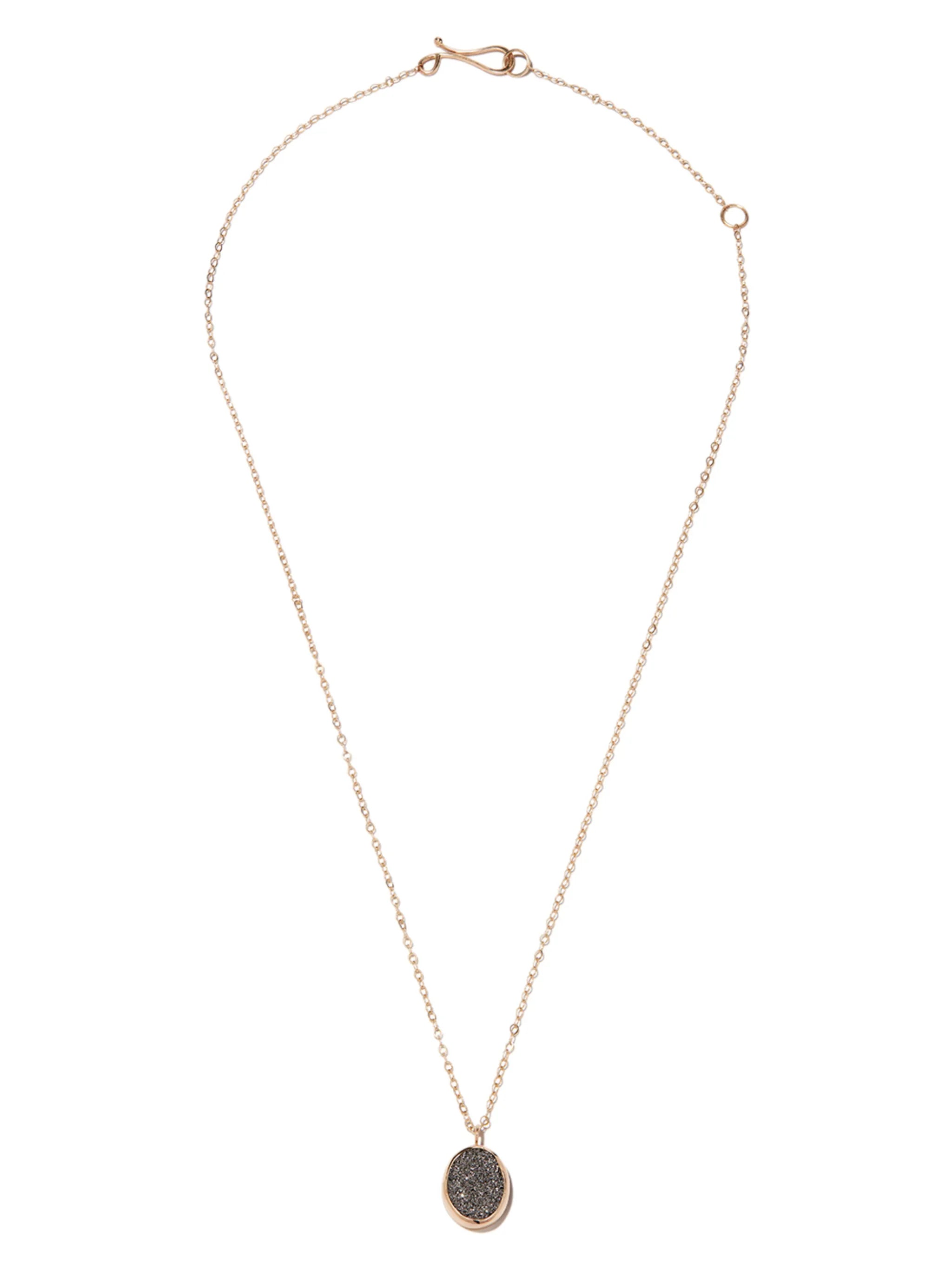 14kt yellow gold druzy pendant necklace