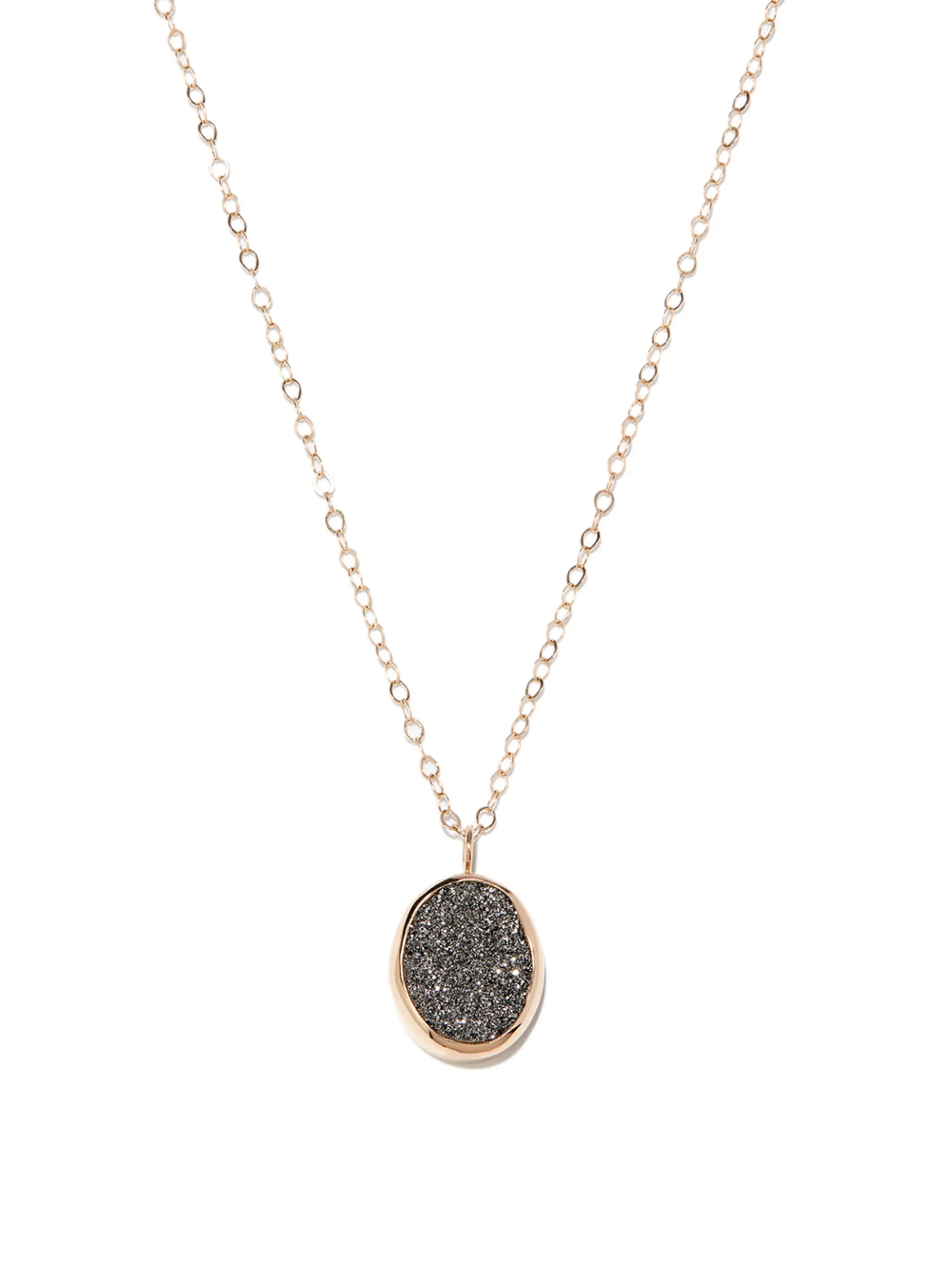 14kt yellow gold druzy pendant necklace