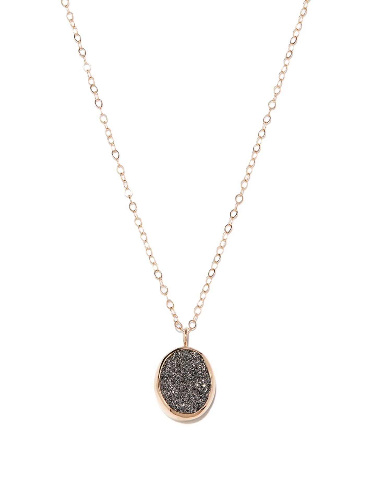 14kt yellow gold druzy pendant necklace