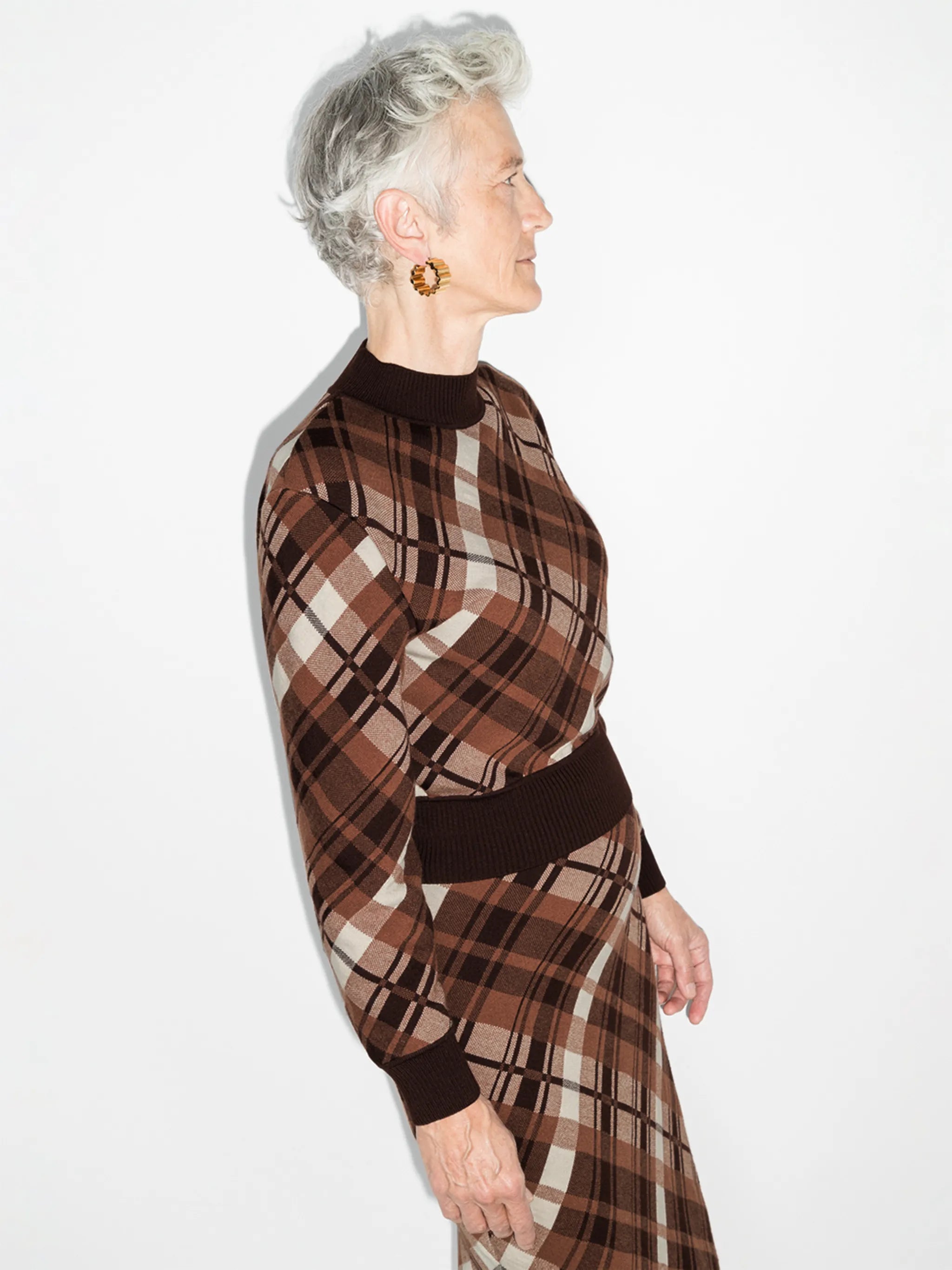 plaid-check cropped jumper