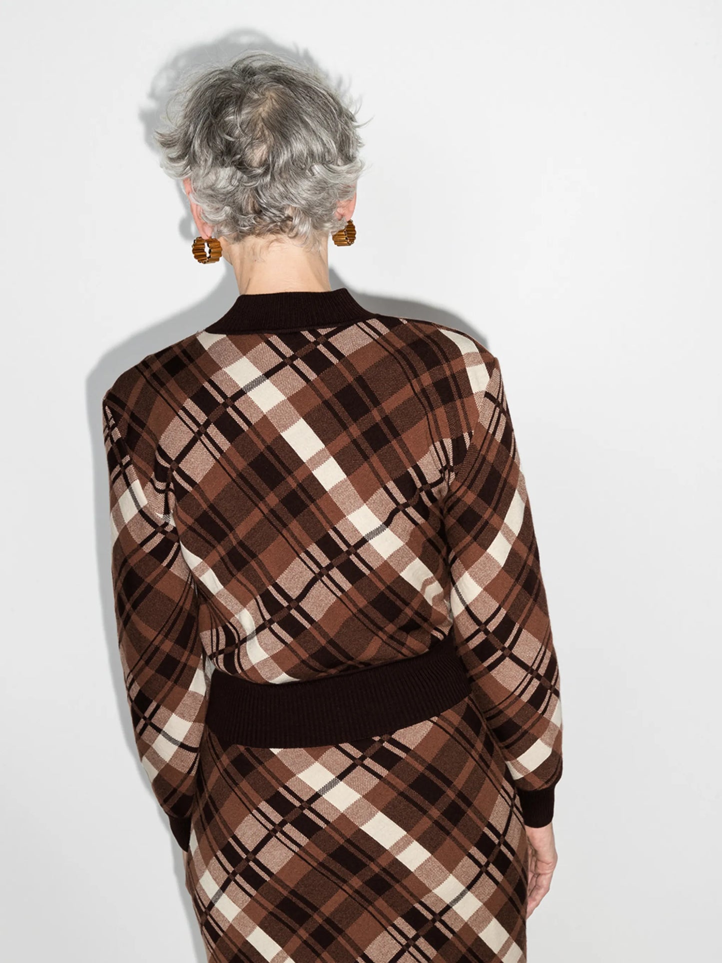 plaid-check cropped jumper
