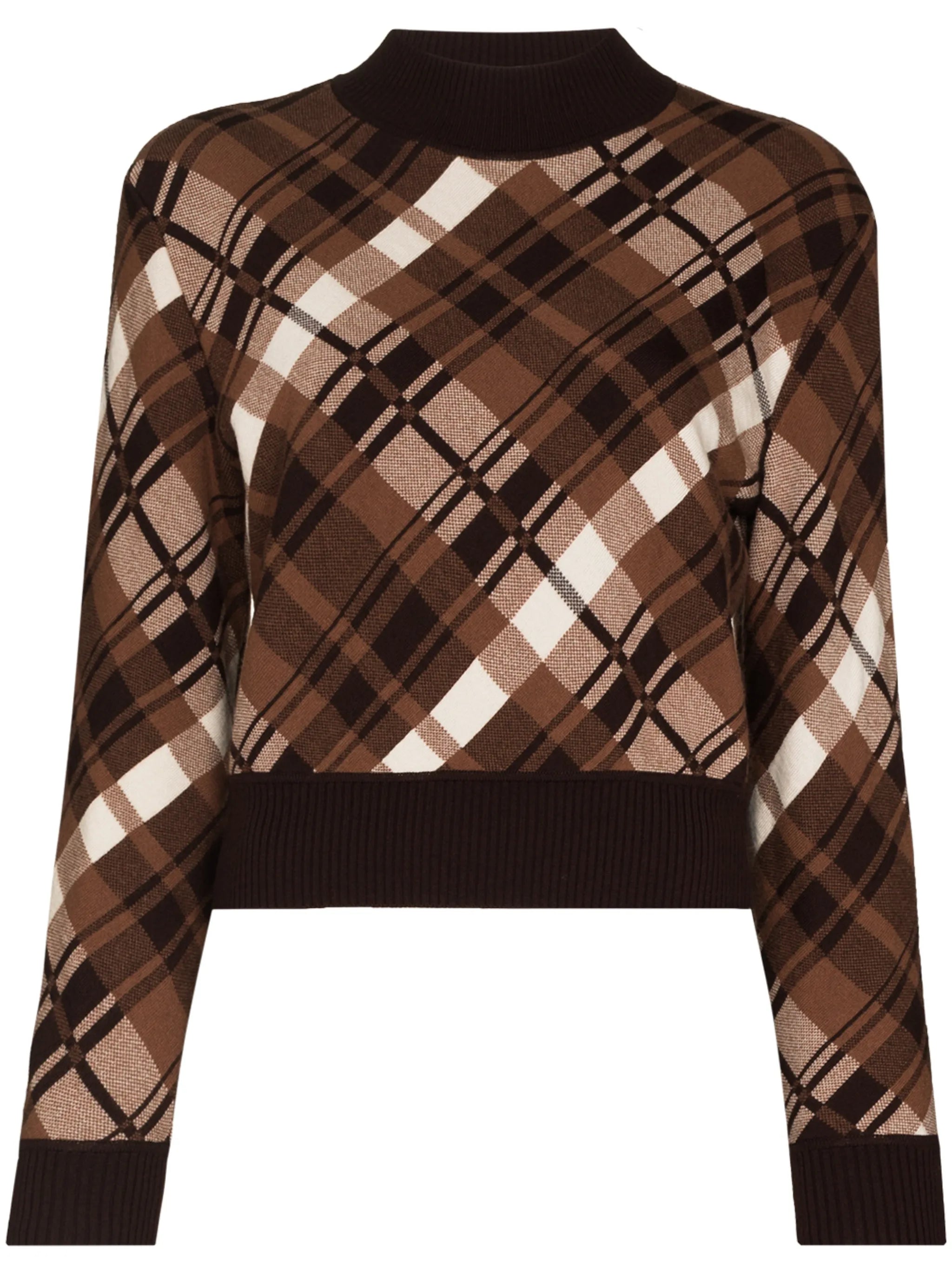plaid-check cropped jumper