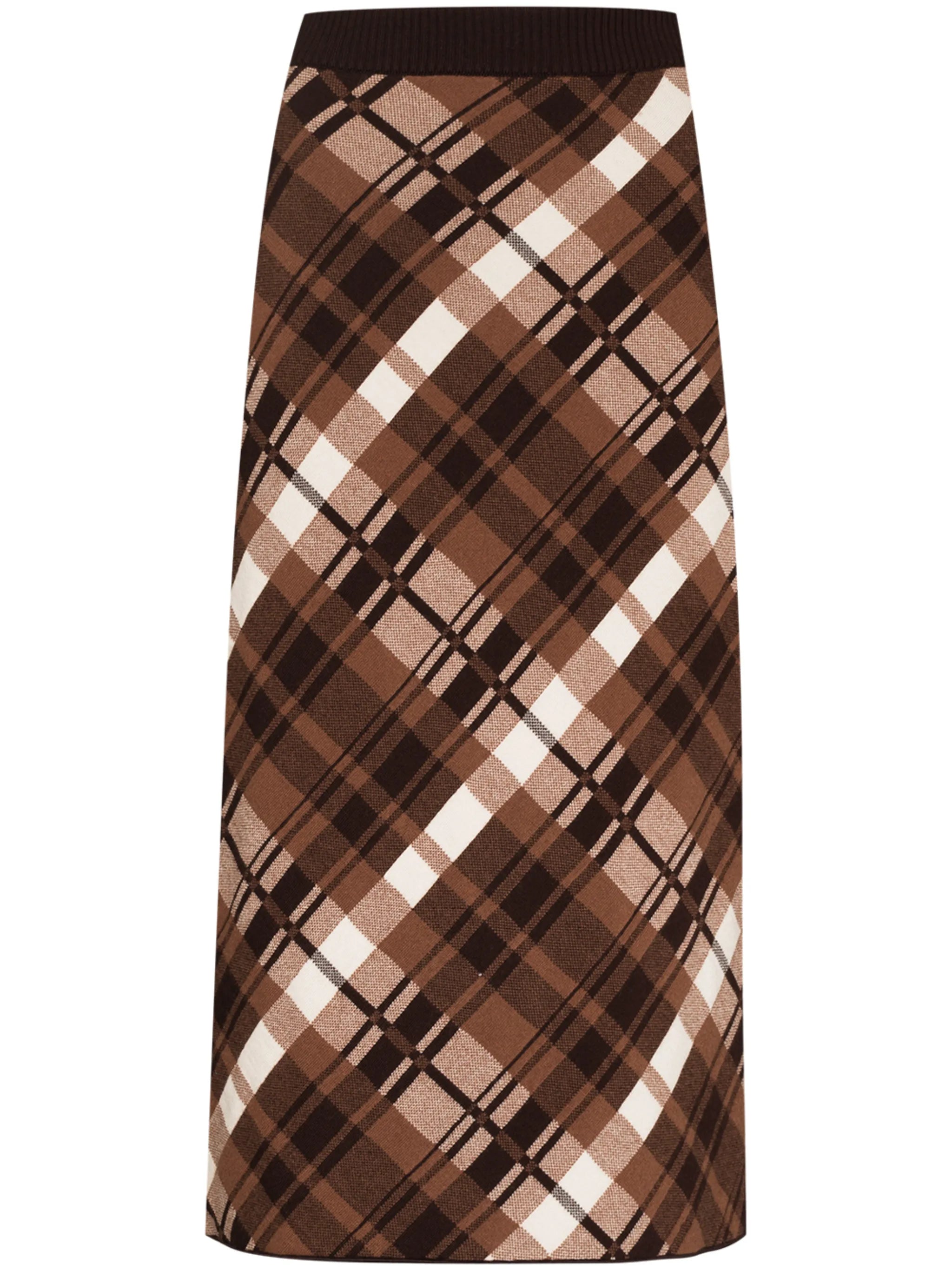 checked merino wool midi skirt
