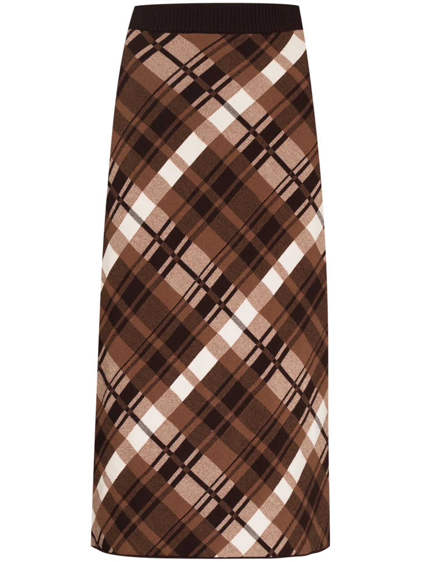 checked merino wool midi skirt