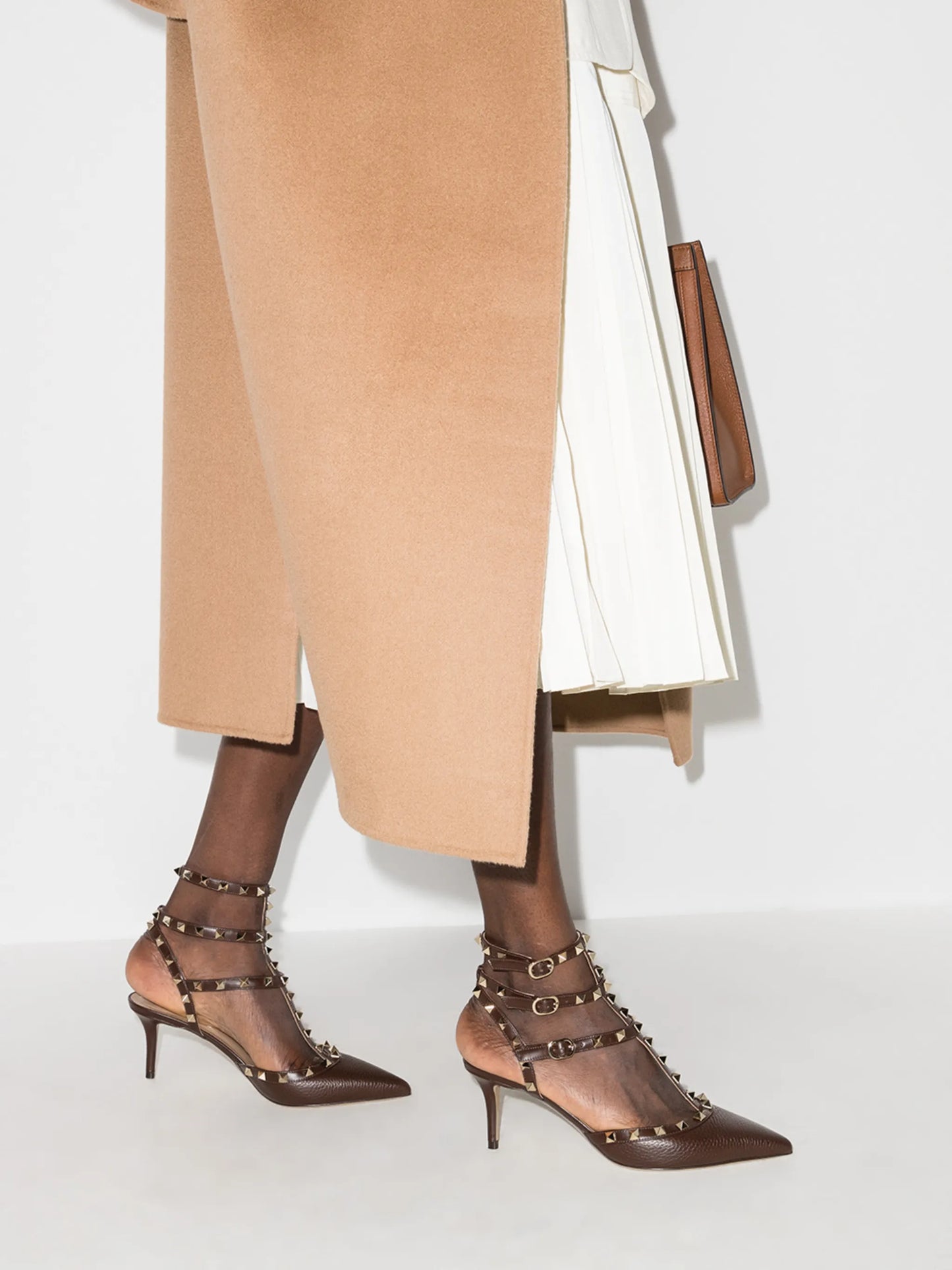 Rockstud Caged 65mm leather pumps