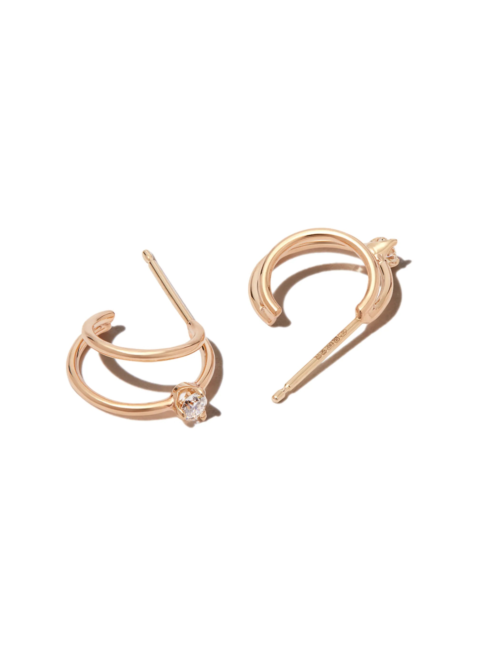14kt yellow gold diamond hoop earrings