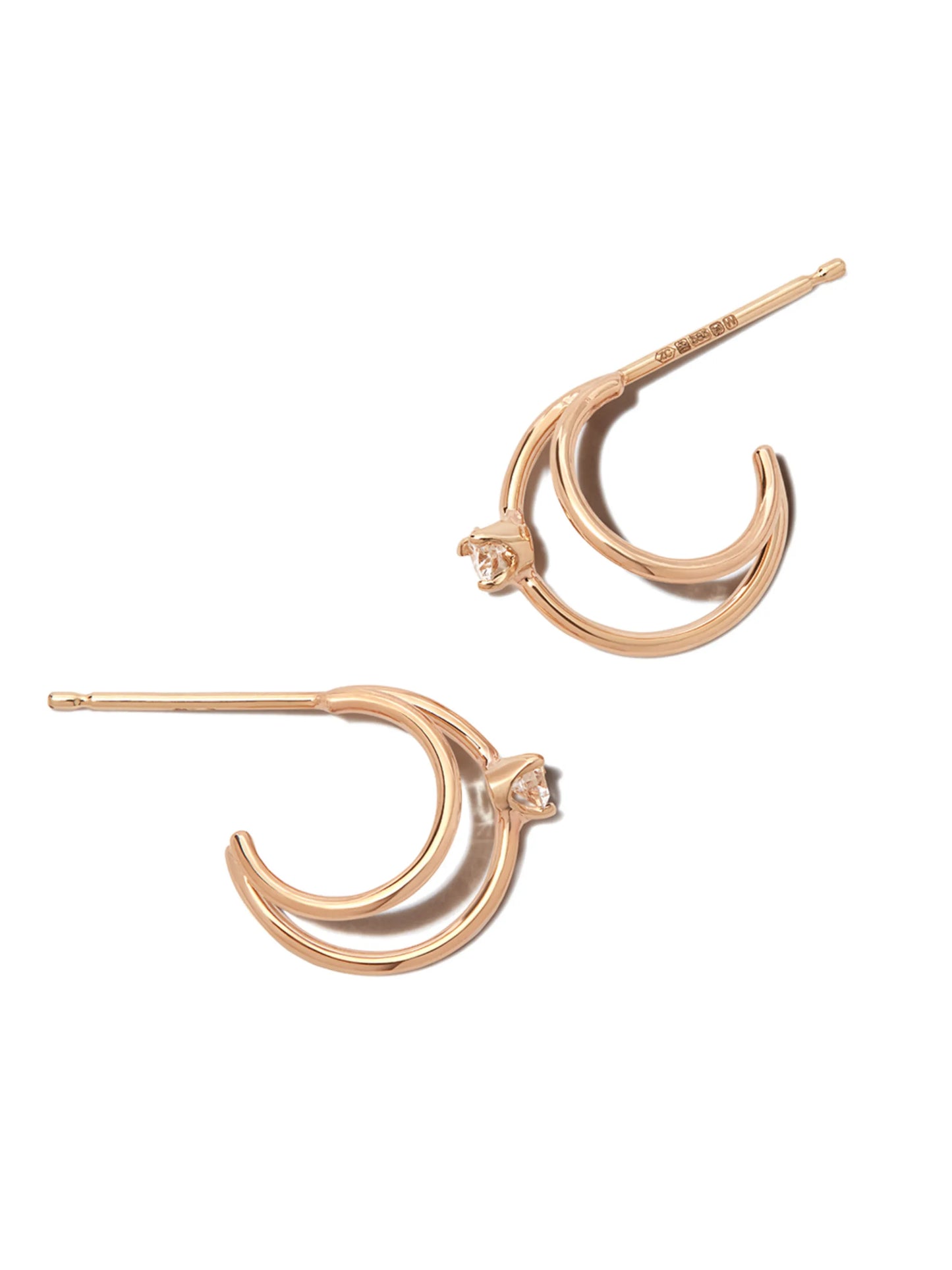 14kt yellow gold diamond hoop earrings