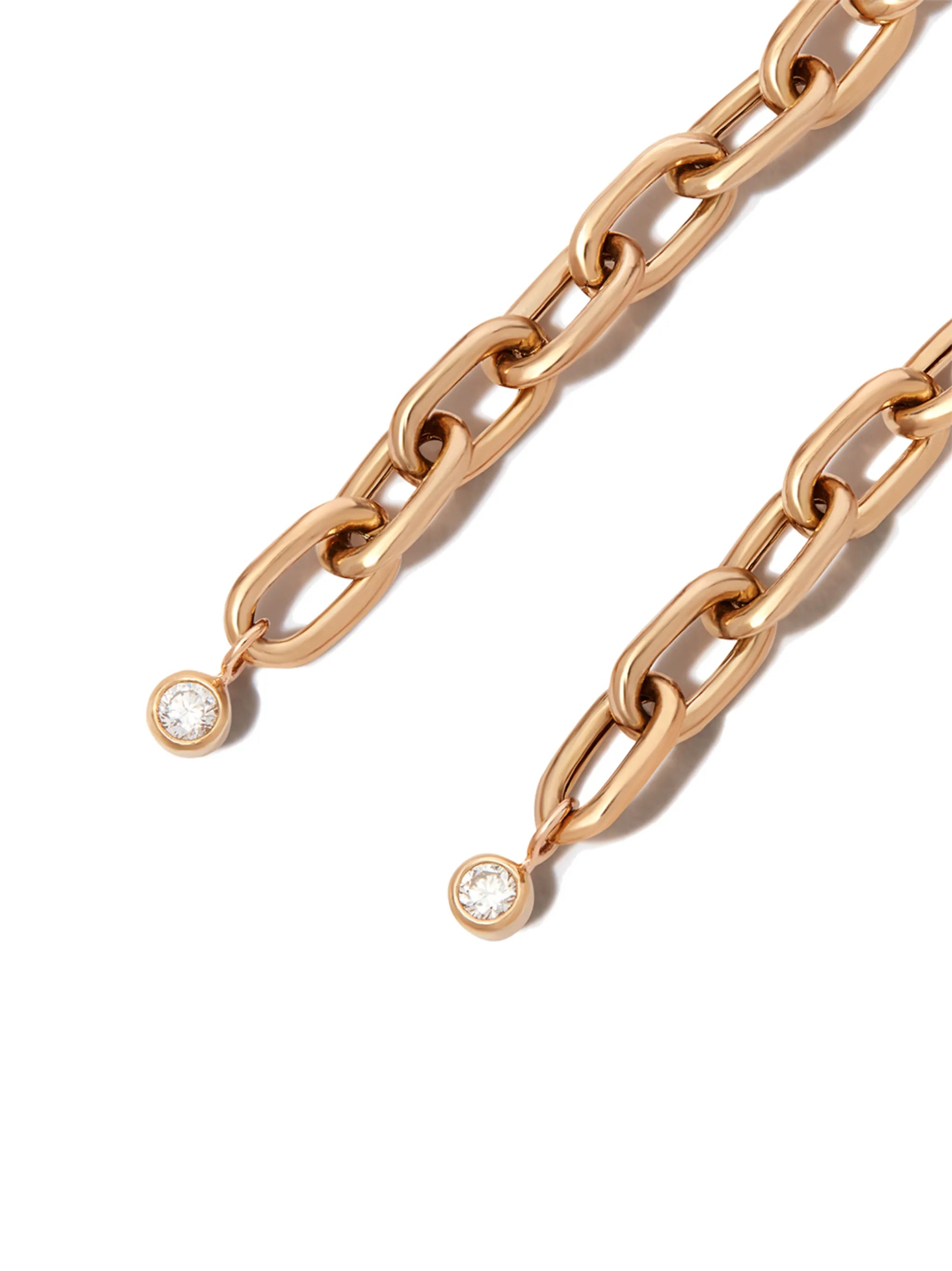 14kt yellow gold diamond chain-link drop earrings