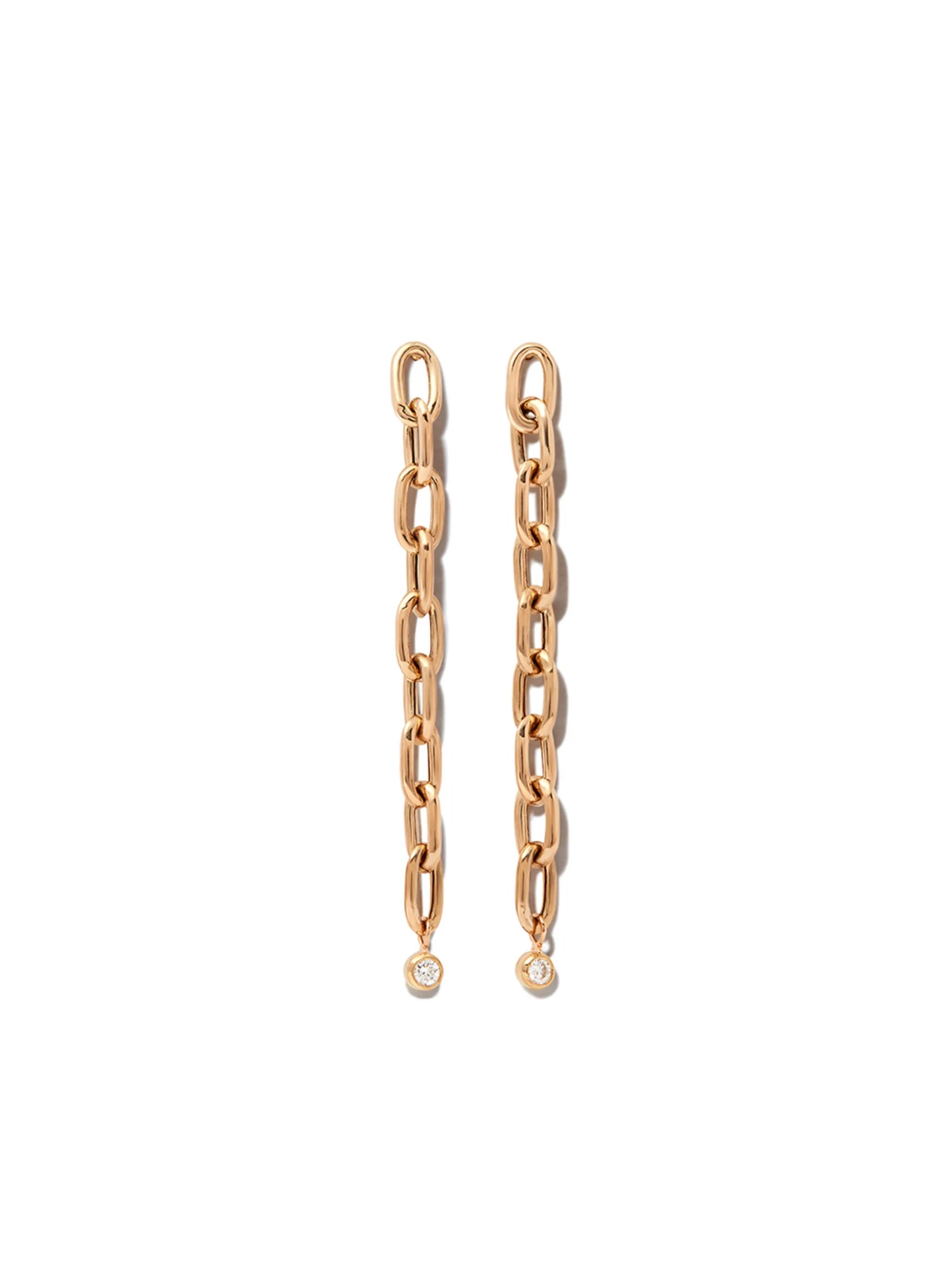 14kt yellow gold diamond chain-link drop earrings