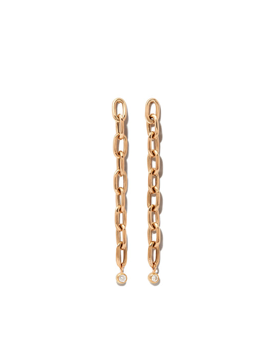 14kt yellow gold diamond chain-link drop earrings