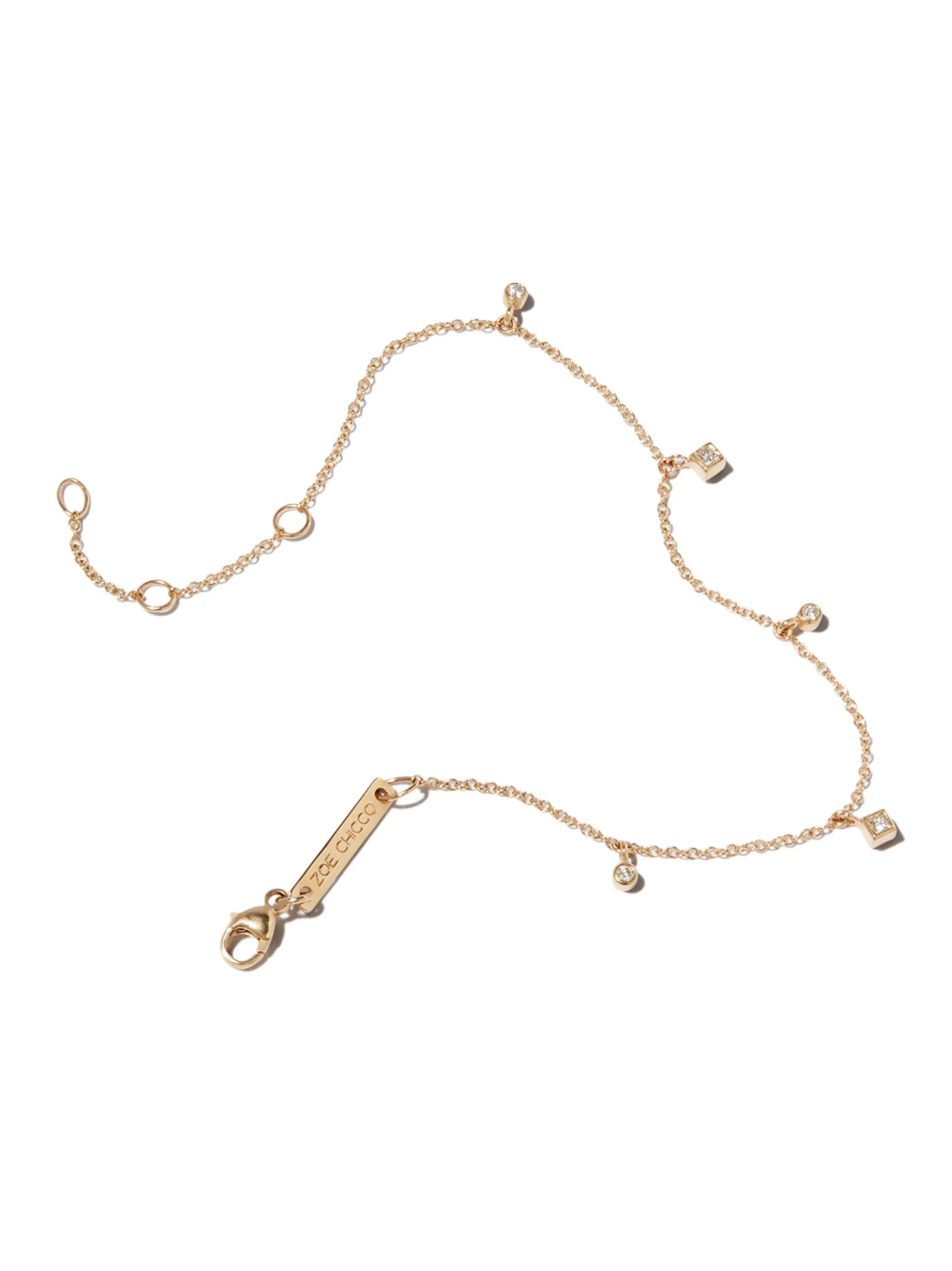 14kt yellow gold diamond charm bracelet
