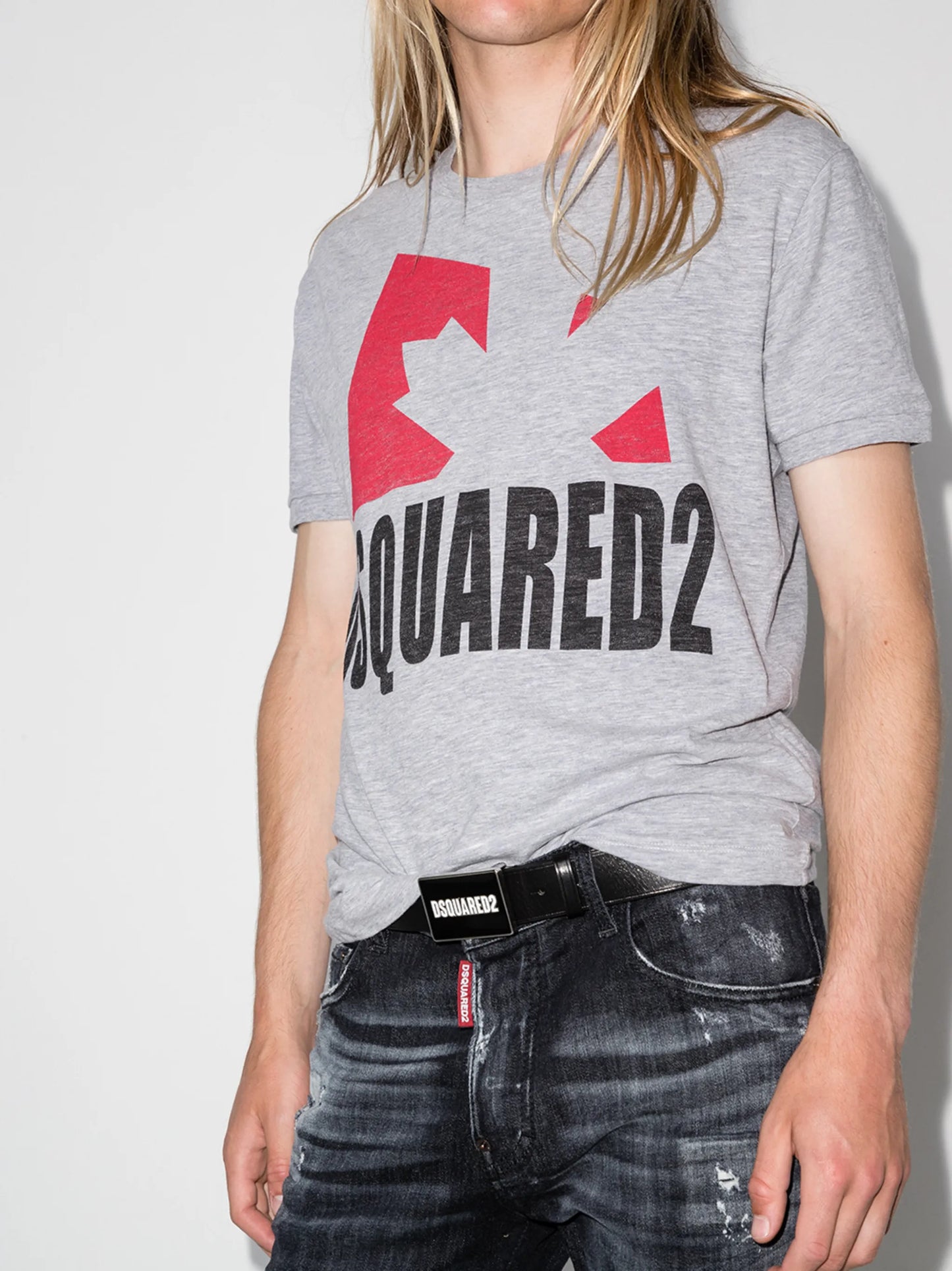 Leaf print short-sleeve T-shirt
