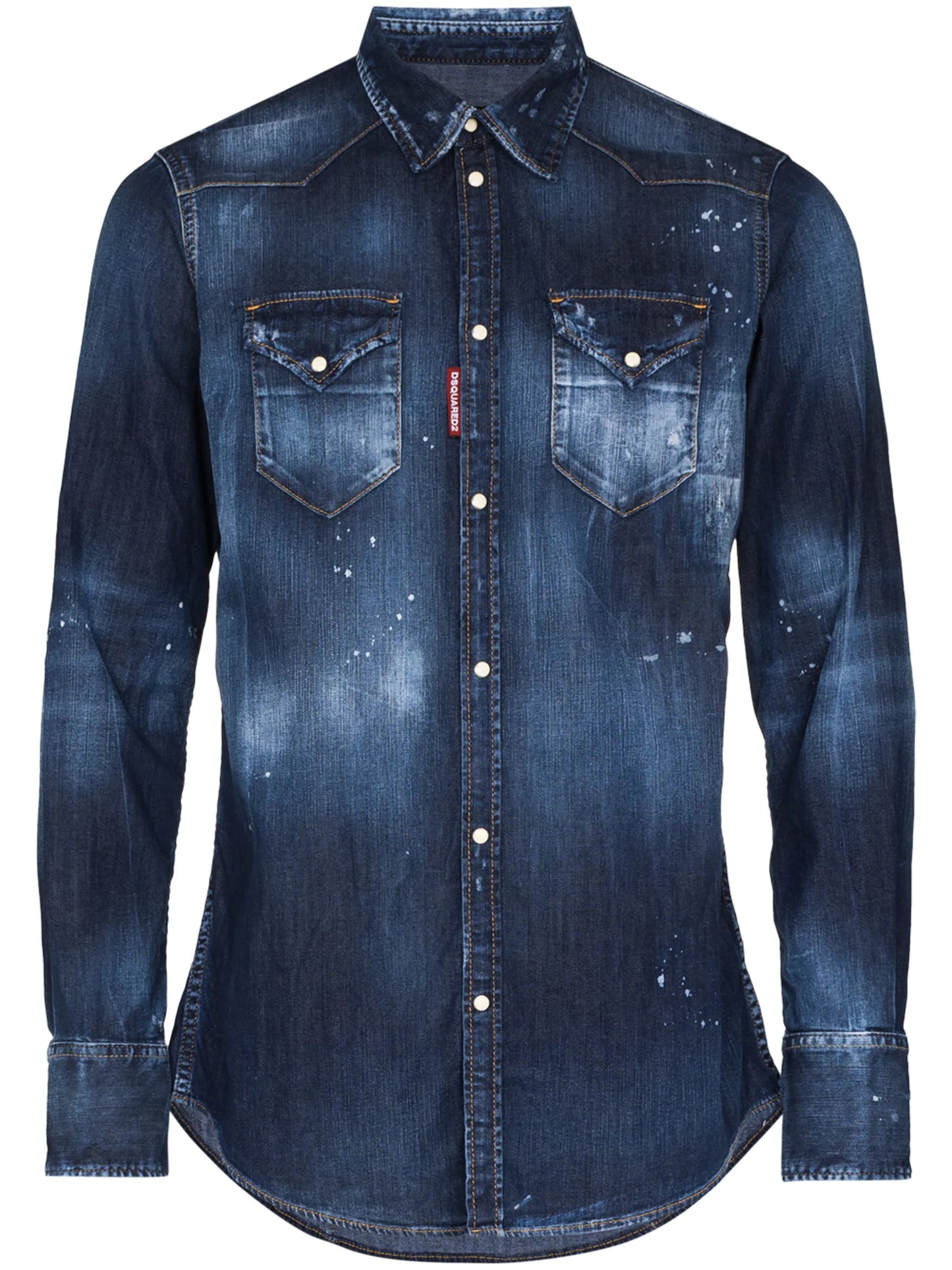 faded paint splatter denim shirt