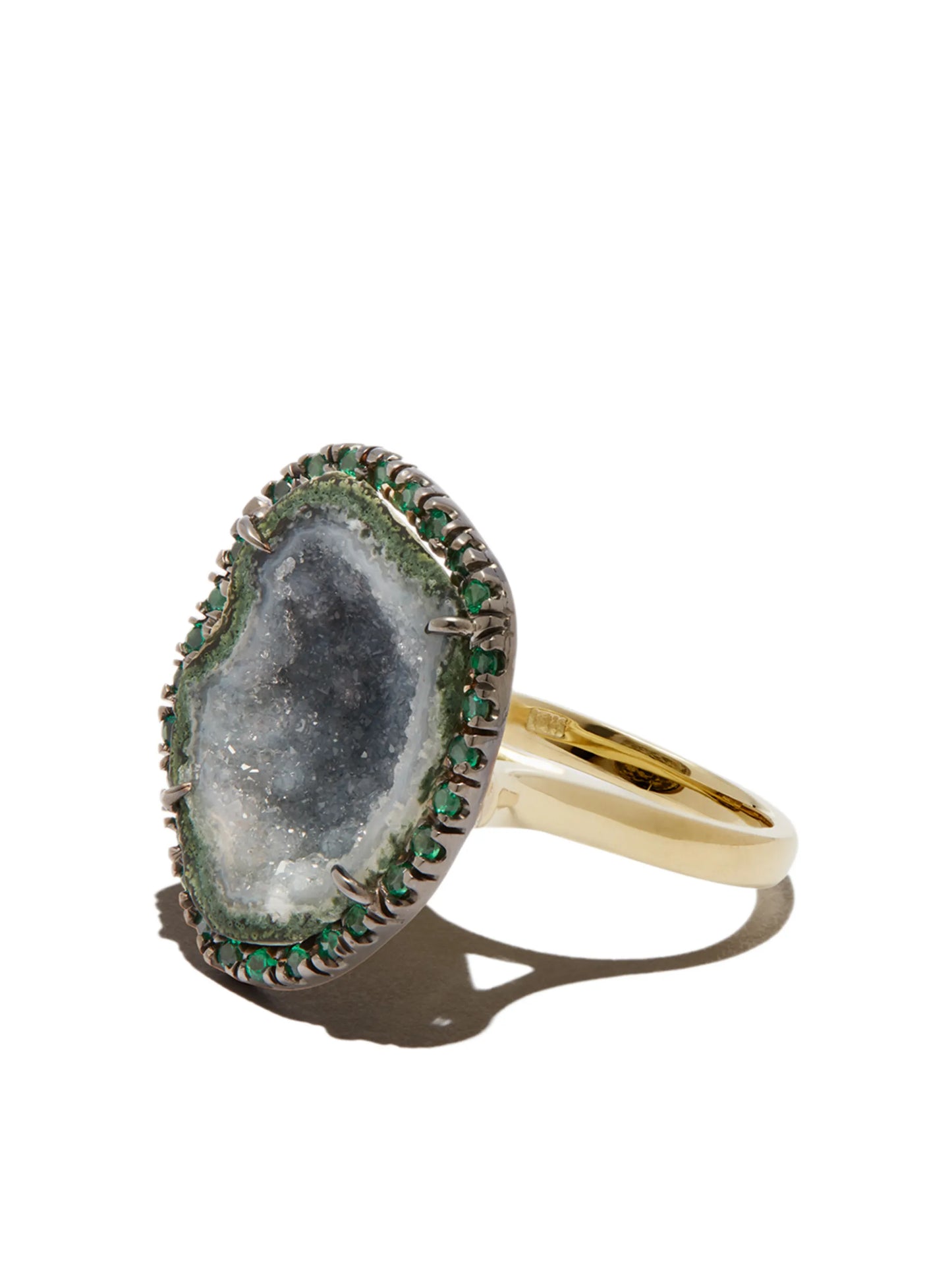 18kt yellow gold geode and diamond ring