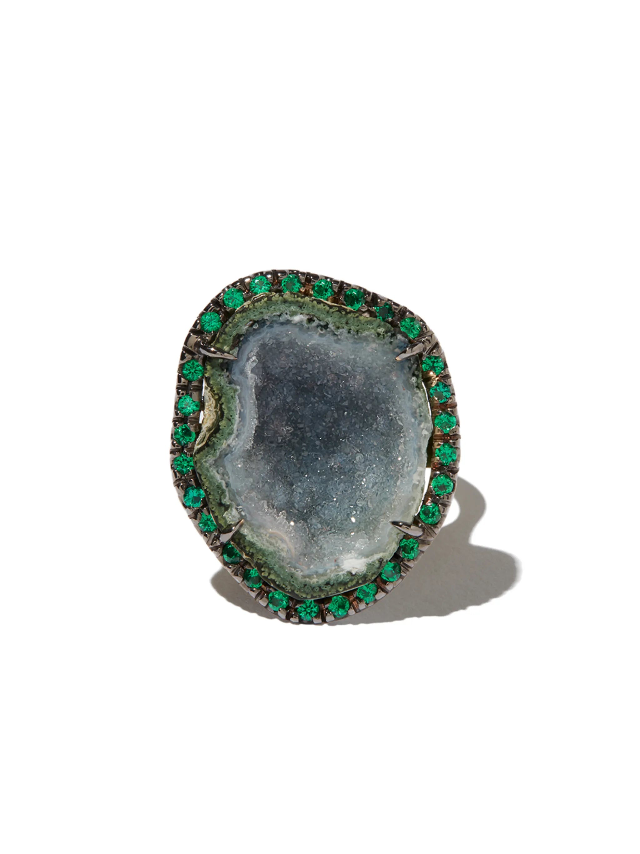 18kt yellow gold geode and diamond ring