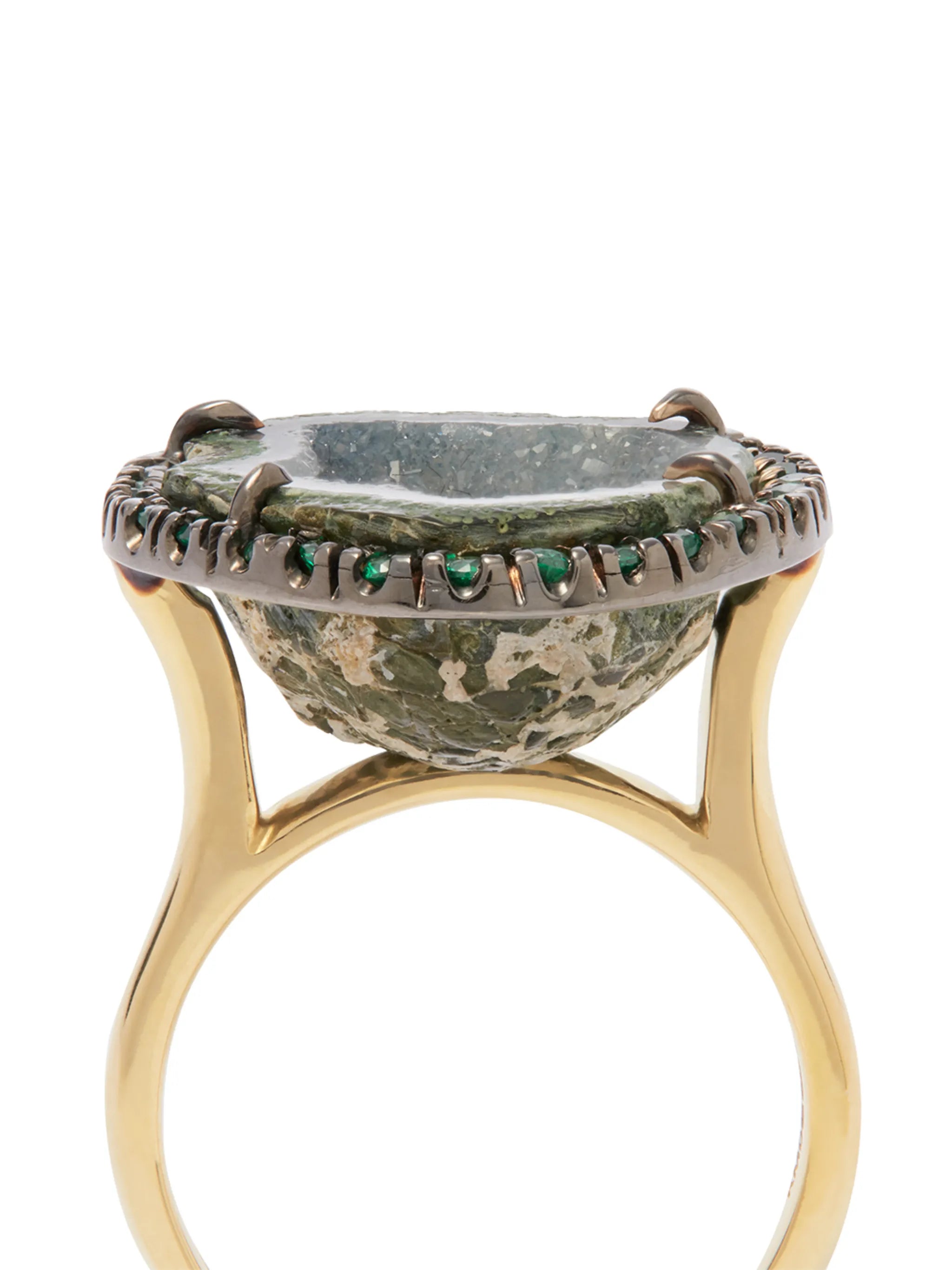 18kt yellow gold geode and diamond ring