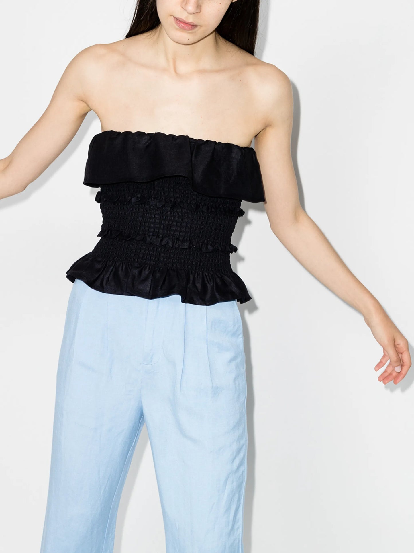 Millet smocked strapless top