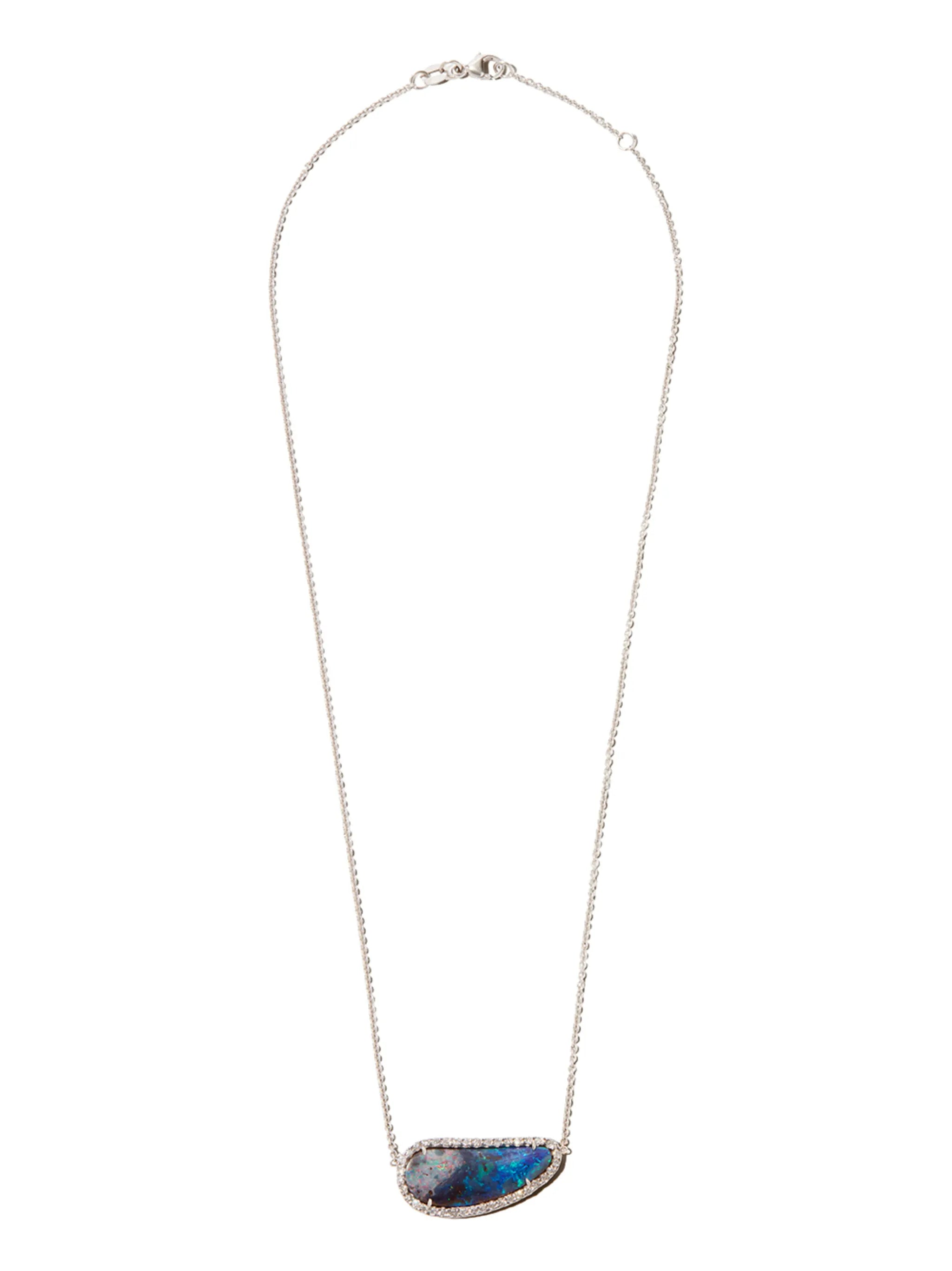 18kt white gold boulder opal pendant necklace
