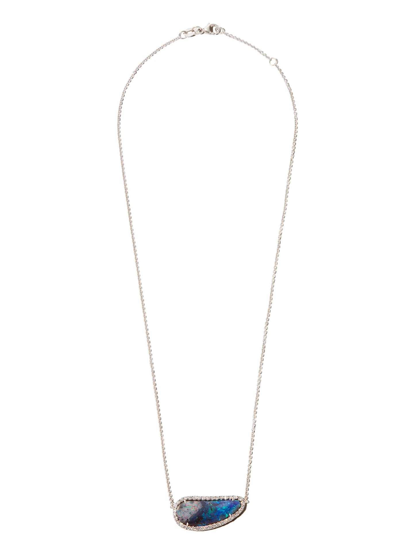 18kt white gold boulder opal pendant necklace