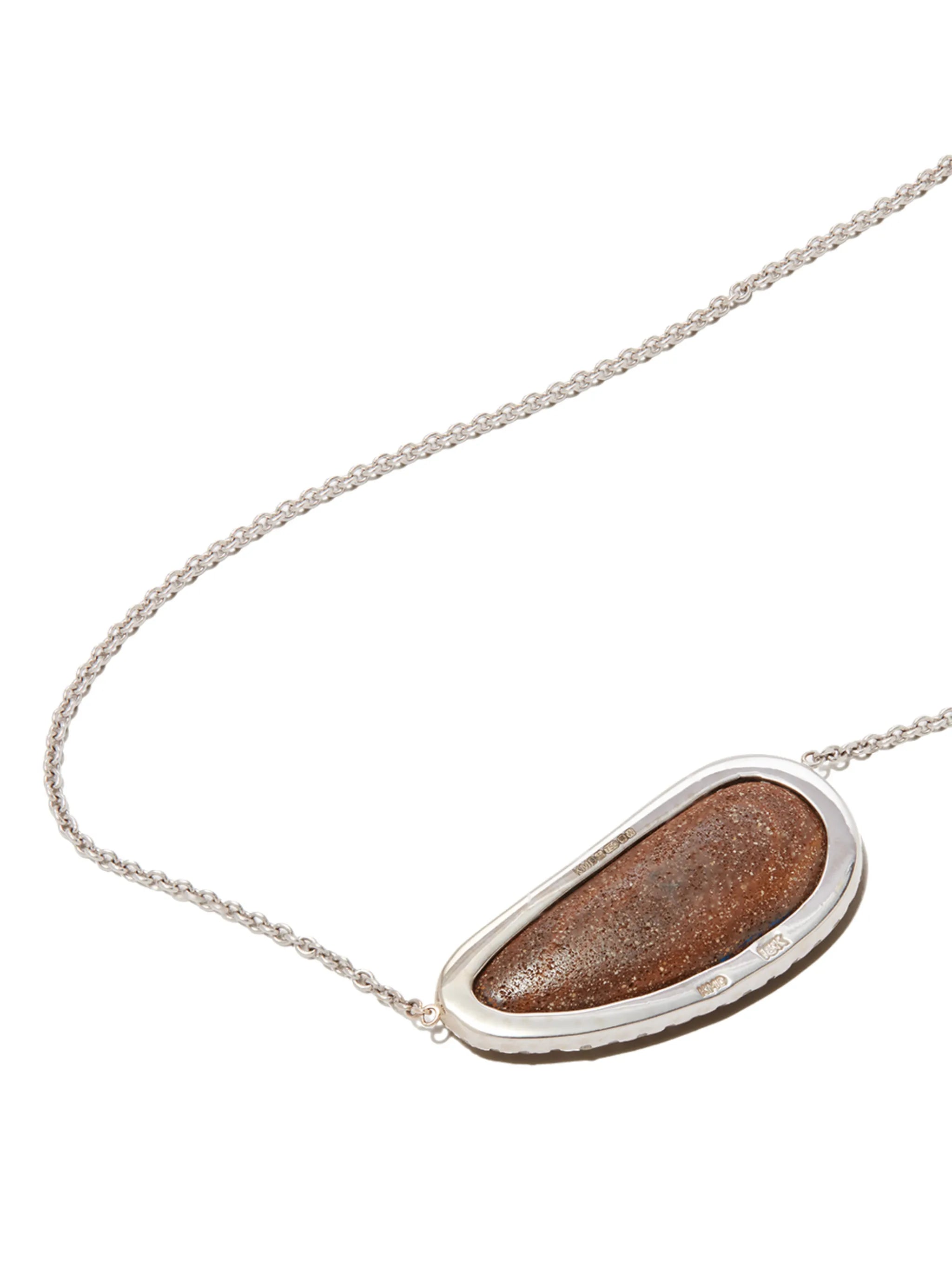 18kt white gold boulder opal pendant necklace