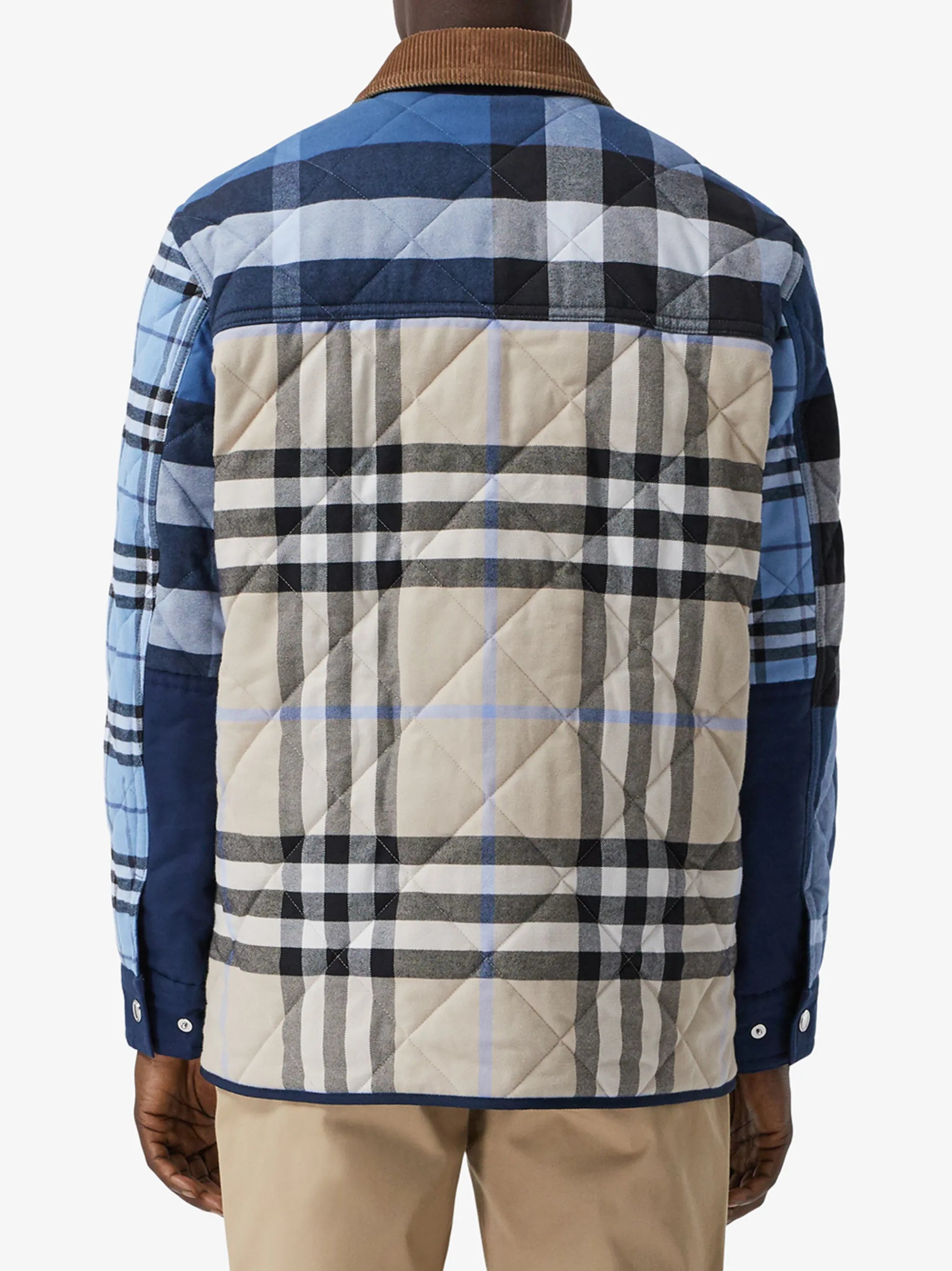 patchwork check shirt jacket