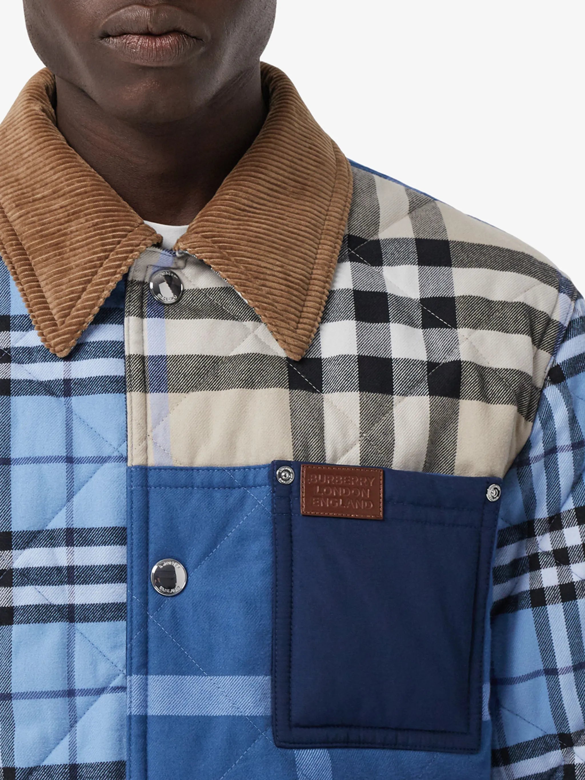 patchwork check shirt jacket