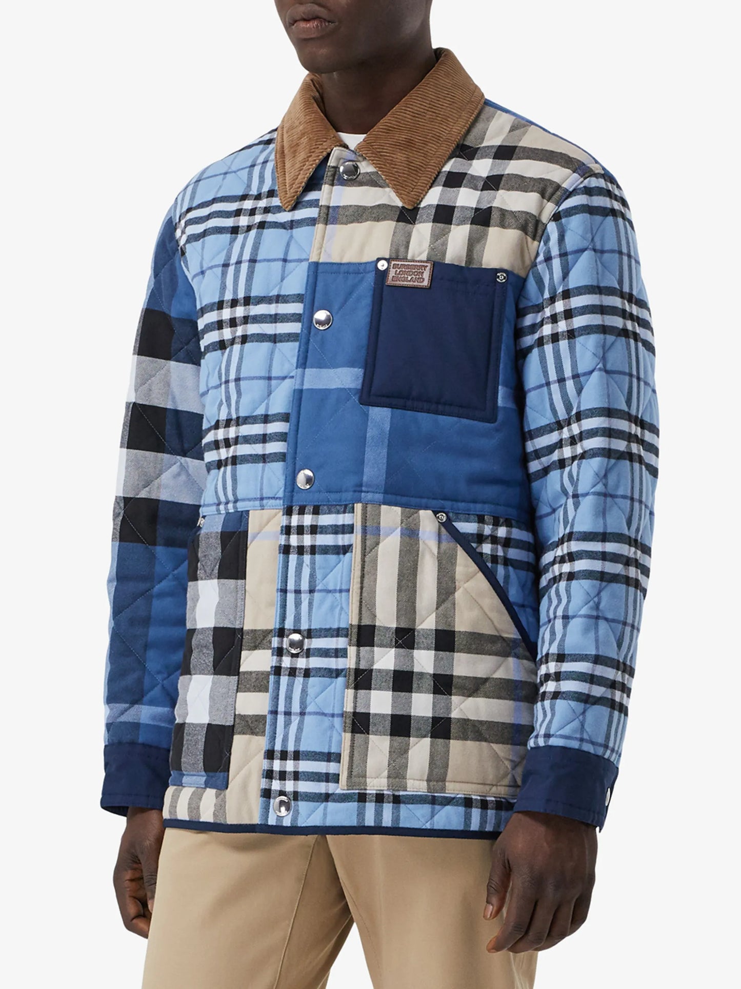 patchwork check shirt jacket